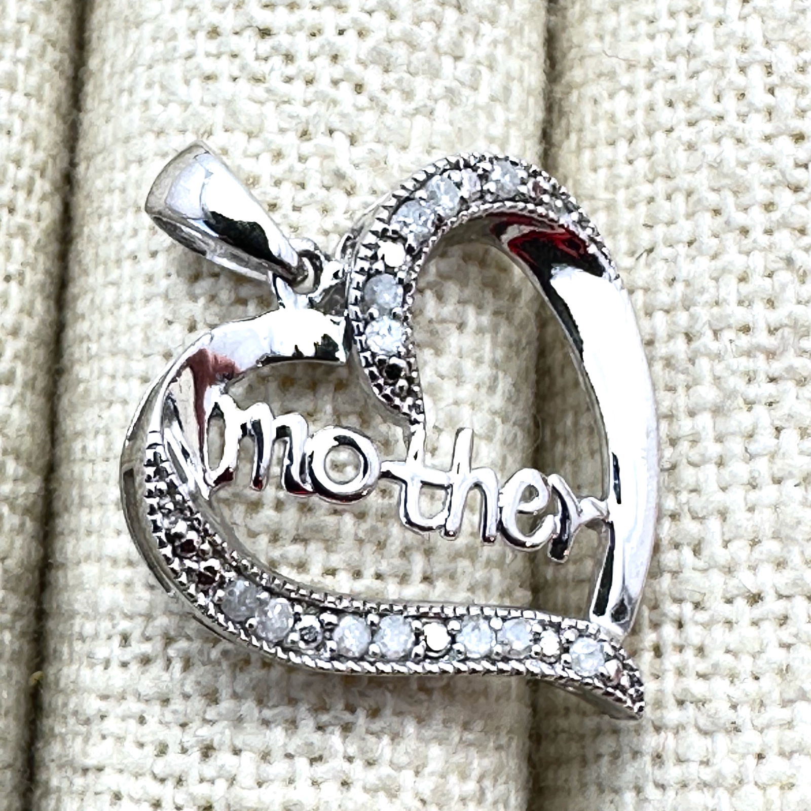 Diamond Mother Heart Sterling Silver Pendant: Diamond Mother Heart Sterling Silver Pendant