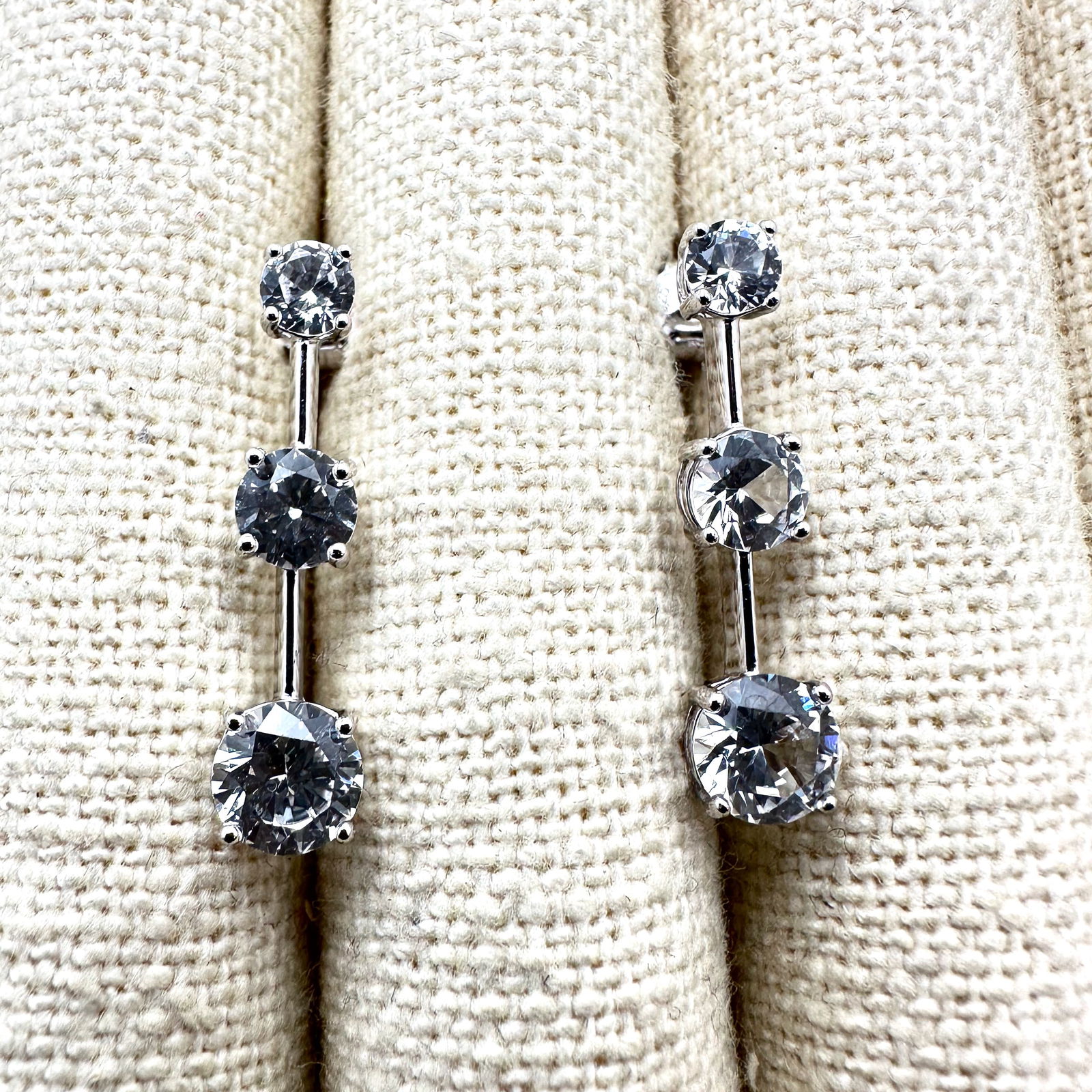White Sapphire Sterling Silver Pierced Earrings (1 of 2)