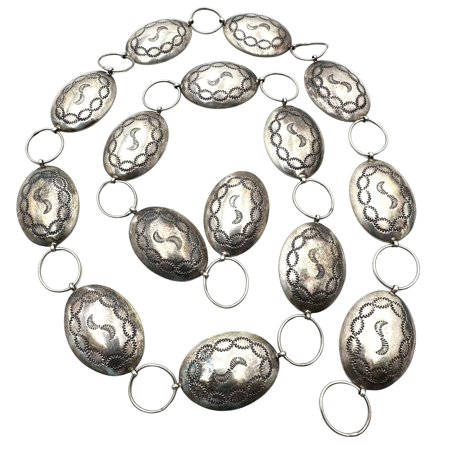 Native American Sterling silver Concho Belt Weight 117 Grams 32 Inch Length (1 of 2)