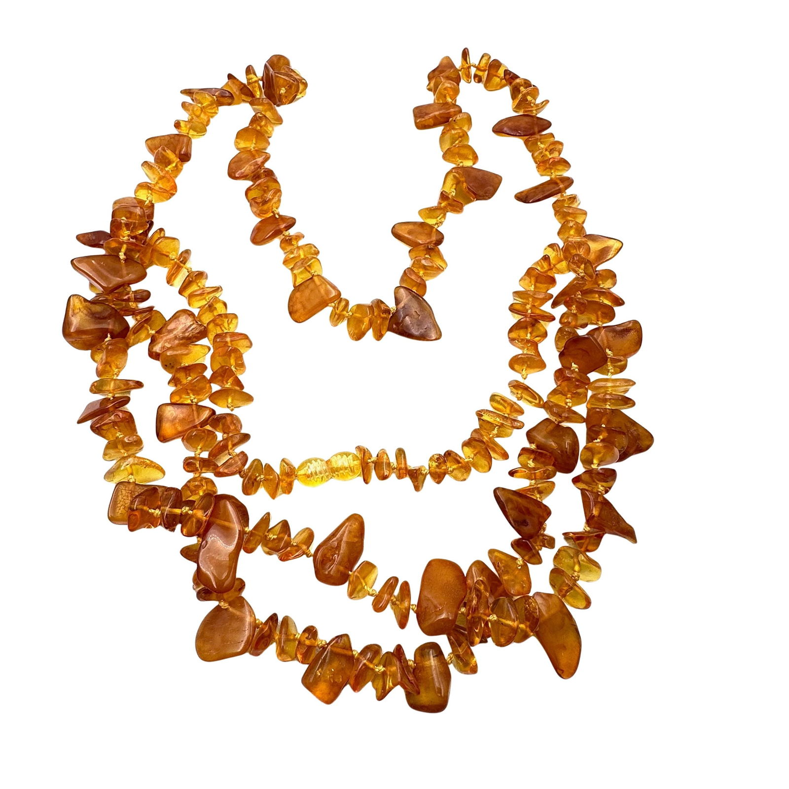Natural Amber Multi Strand Necklace 22 Inch Length: Natural Amber Multi Strand Necklace 22 Inch Length