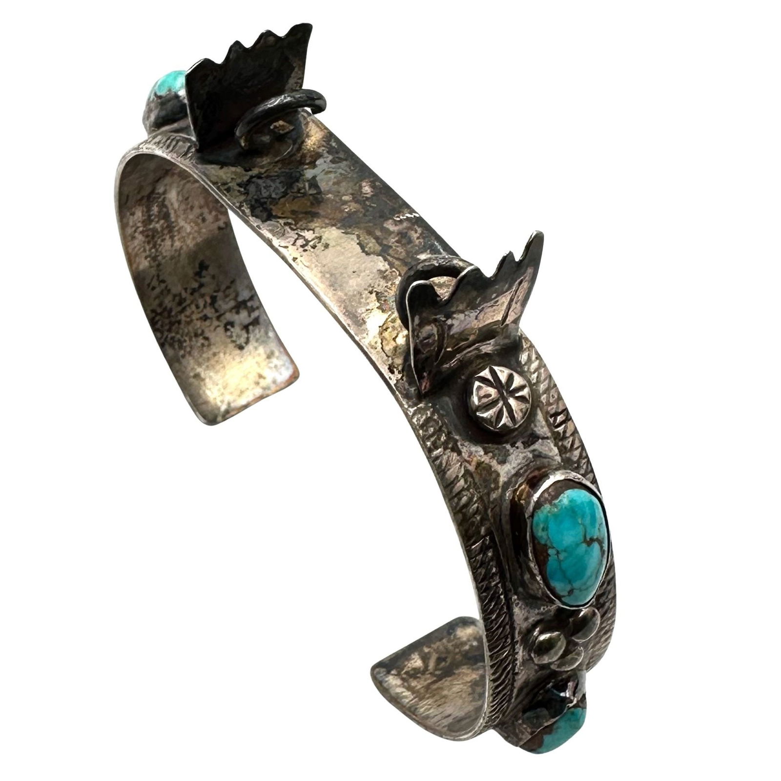 Vintage Native American Hallmarked TCP Turquoise Sterling Silver Watch Cuff Bracelet 24 Grams (1 of 3)
