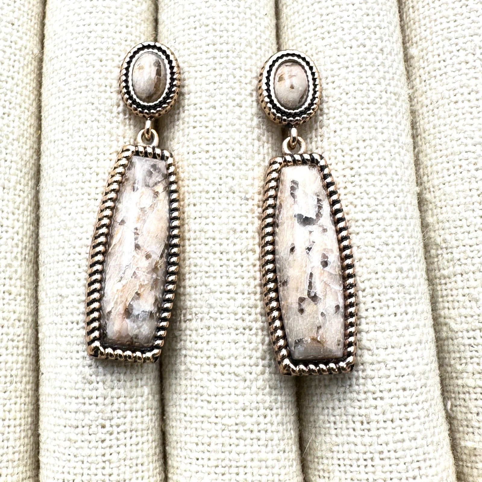 Barse Gemstone Bronze Pierced Earrings 1.5 Inch: Barse Gemstone Bronze Pierced Earrings 1.5 Inch