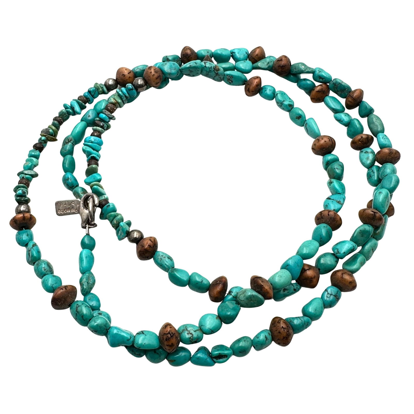 Peyote Bird Turquoise Sterling Silver Necklace 32 Inch (1 of 2)