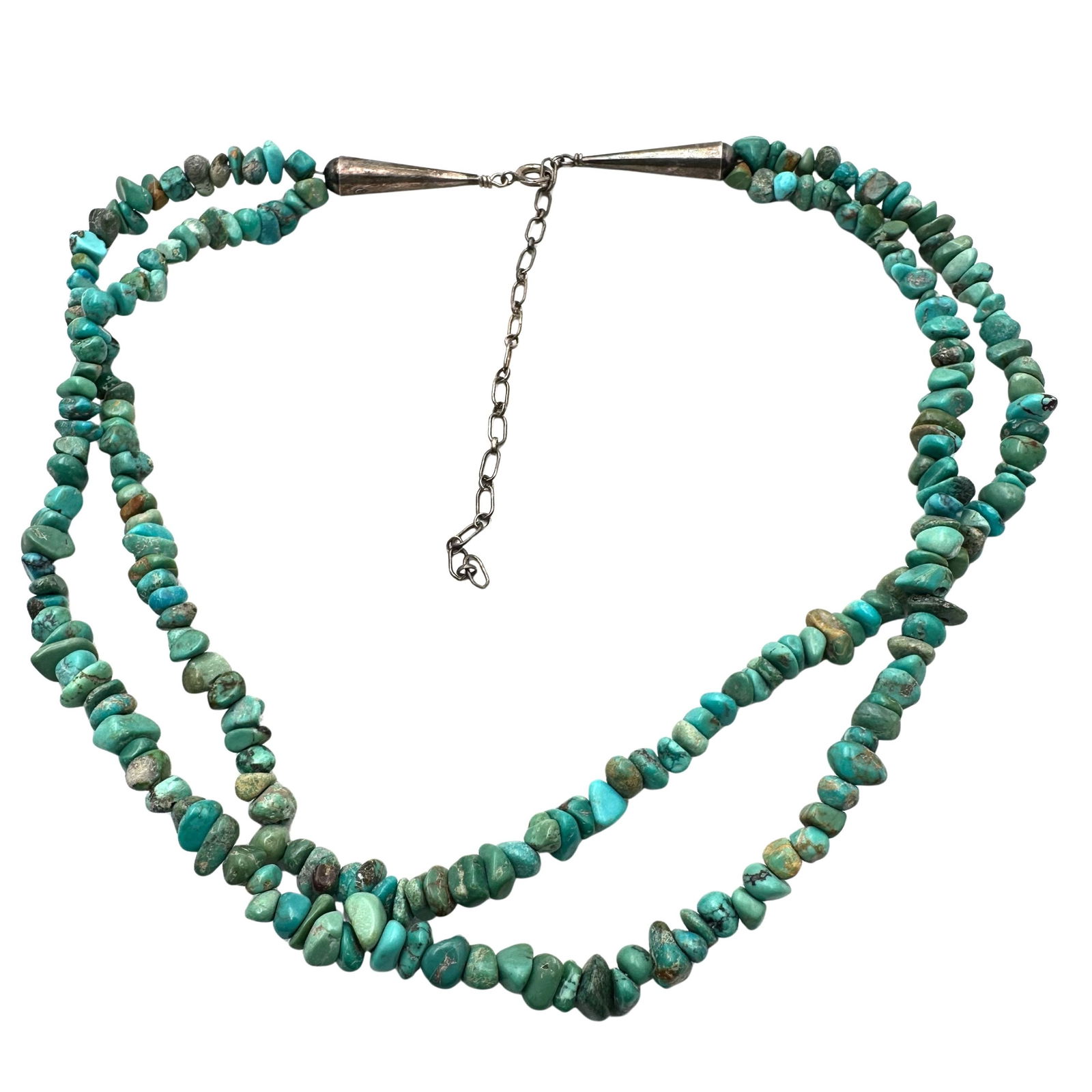 Native American Multistrand Turquoise Sterling Silver Necklace 16 to 18 Inch (1 of 2)