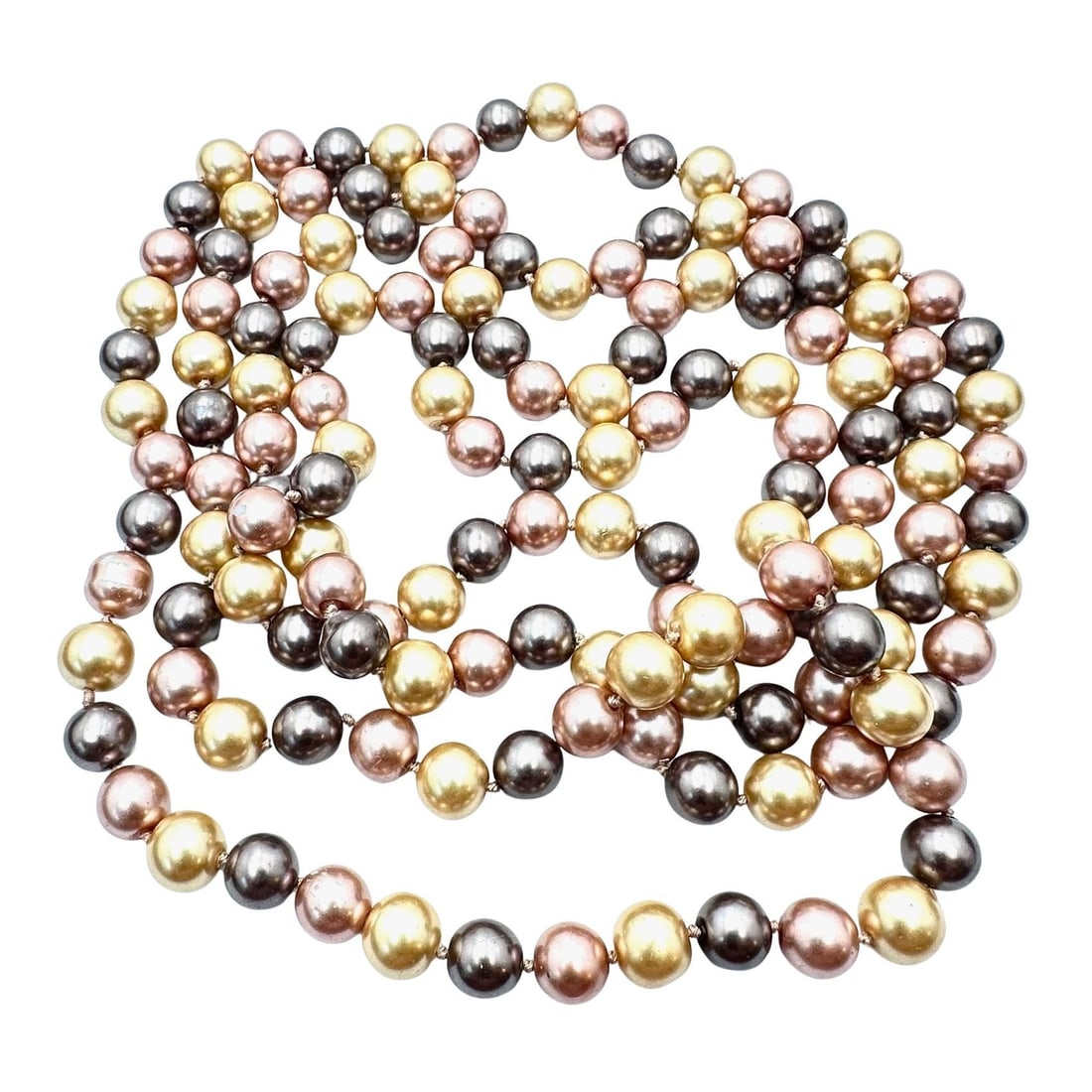 Vintage Faux Glass Pearl Multicolor Hand Knotted Necklace Stand Measures 56 Inch Opera Length: Vintage Faux Glass Pearl Multicolor Hand Knotted Necklace Stand Measures 56 Inch Opera Length