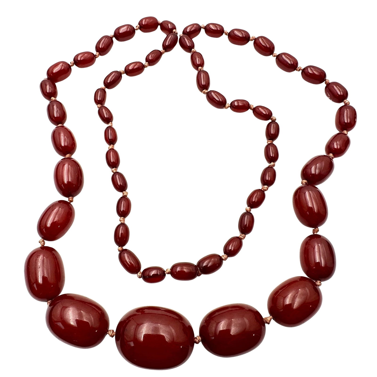 Antique Vintage Cherry Amber Bakelite Graduated Bead Necklace 32 Inch And 68 Grams (1 of 2)