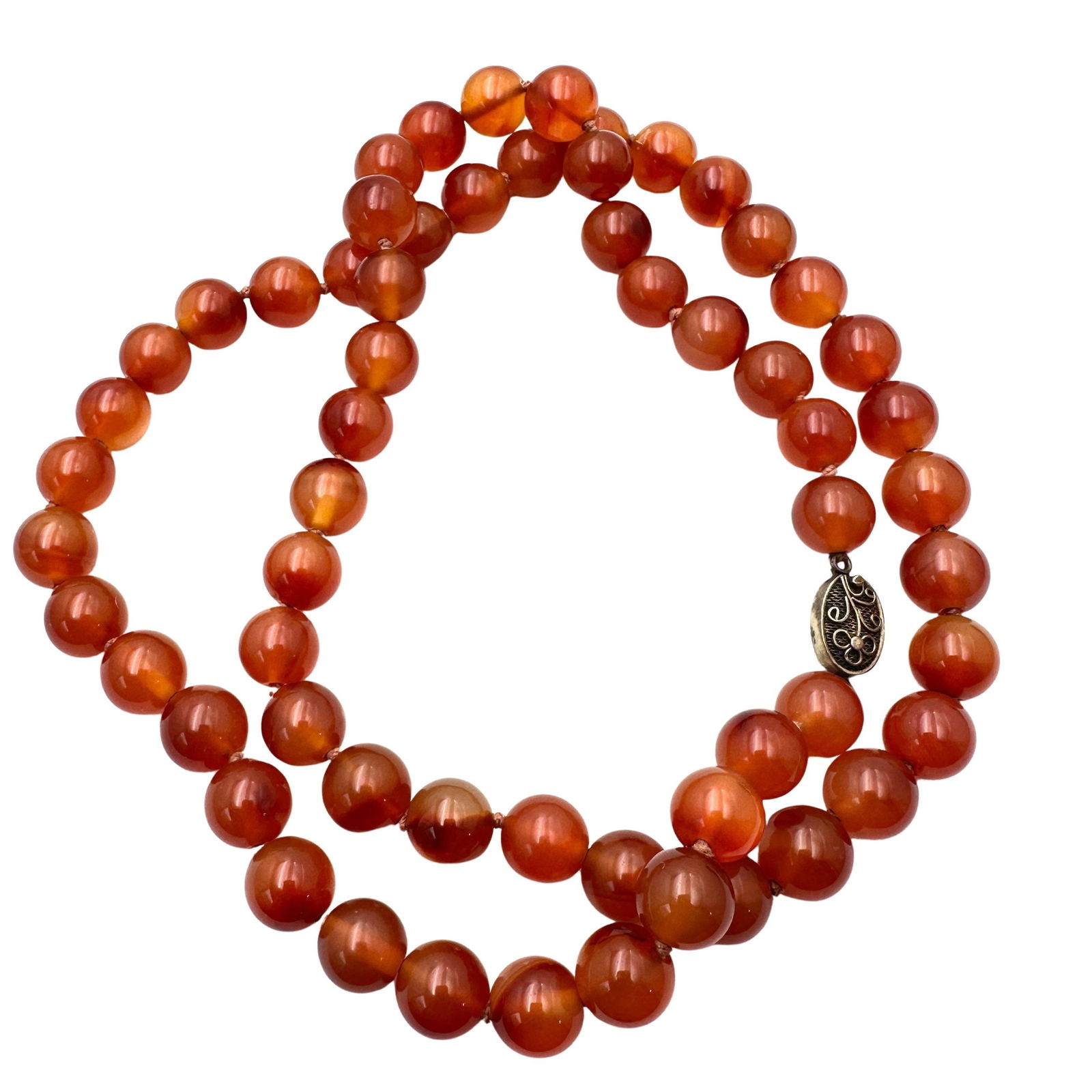 Vintage Chinese Export Carnelian Gemstone Bead 28 Inch Necklace (1 of 2)