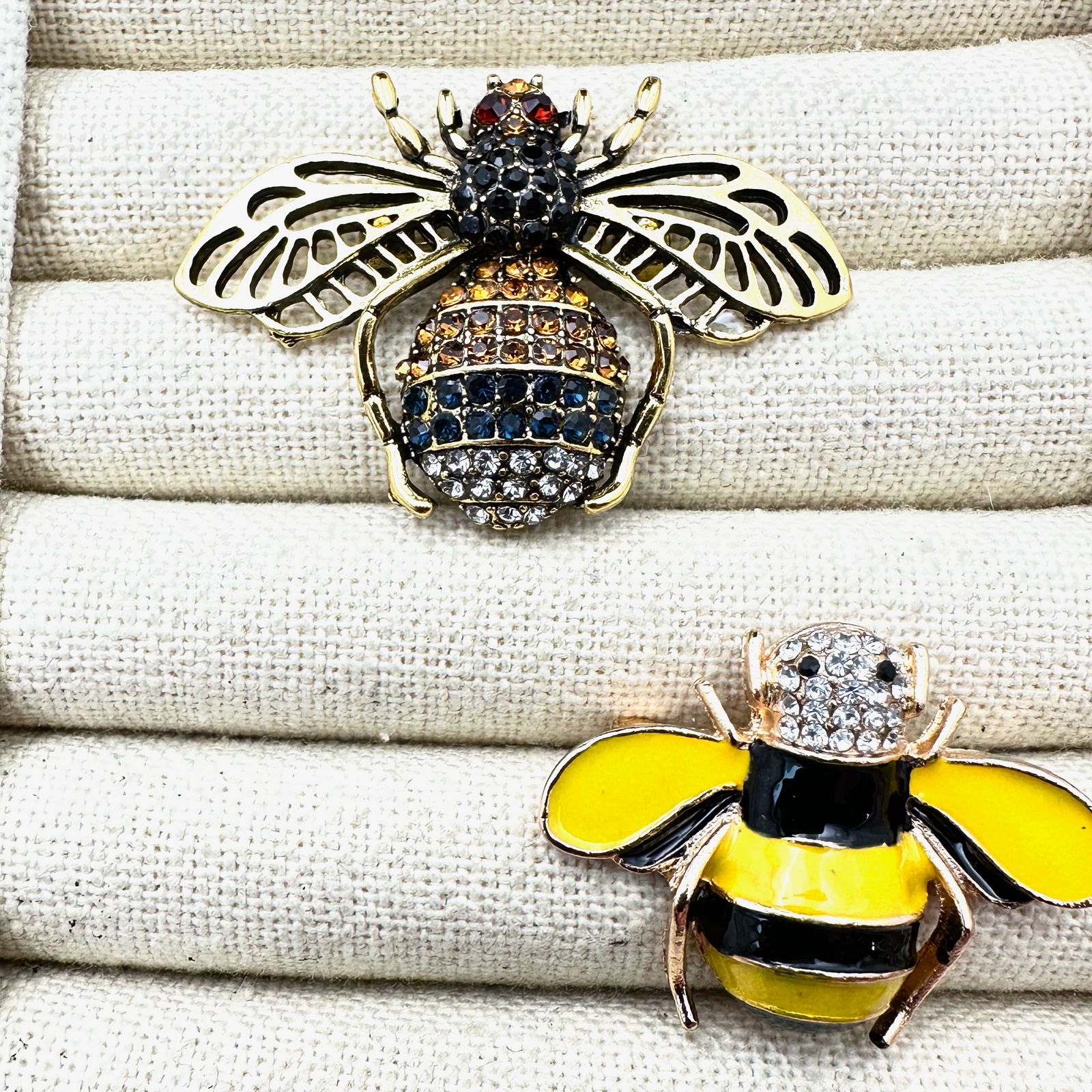 Group of Two Bee Gold Tone Brooches Pins: Group of Two Bee Gold Tone Brooches Pins