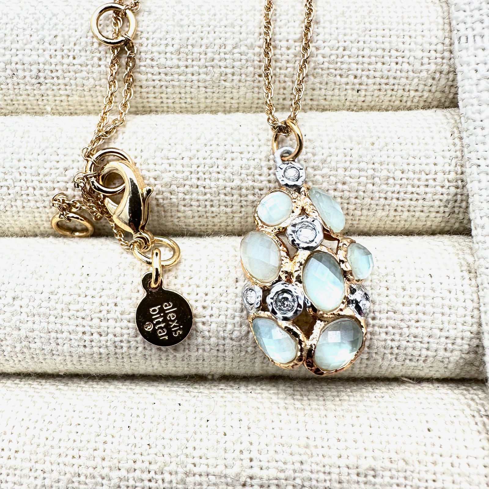 Alexis Bittar Opalescent Crystal Gold Plated Pendant Necklace 18 Inch: Alexis Bittar Opalescent Crystal Gold Plated Pendant Necklace 18 Inch