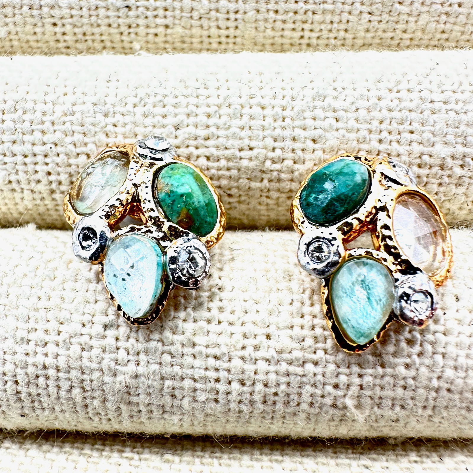 Alexis Bittar Opalescent Crystal Gold Plated Pierced Earrings: Alexis Bittar Opalescent Crystal Gold Plated Pierced Earrings