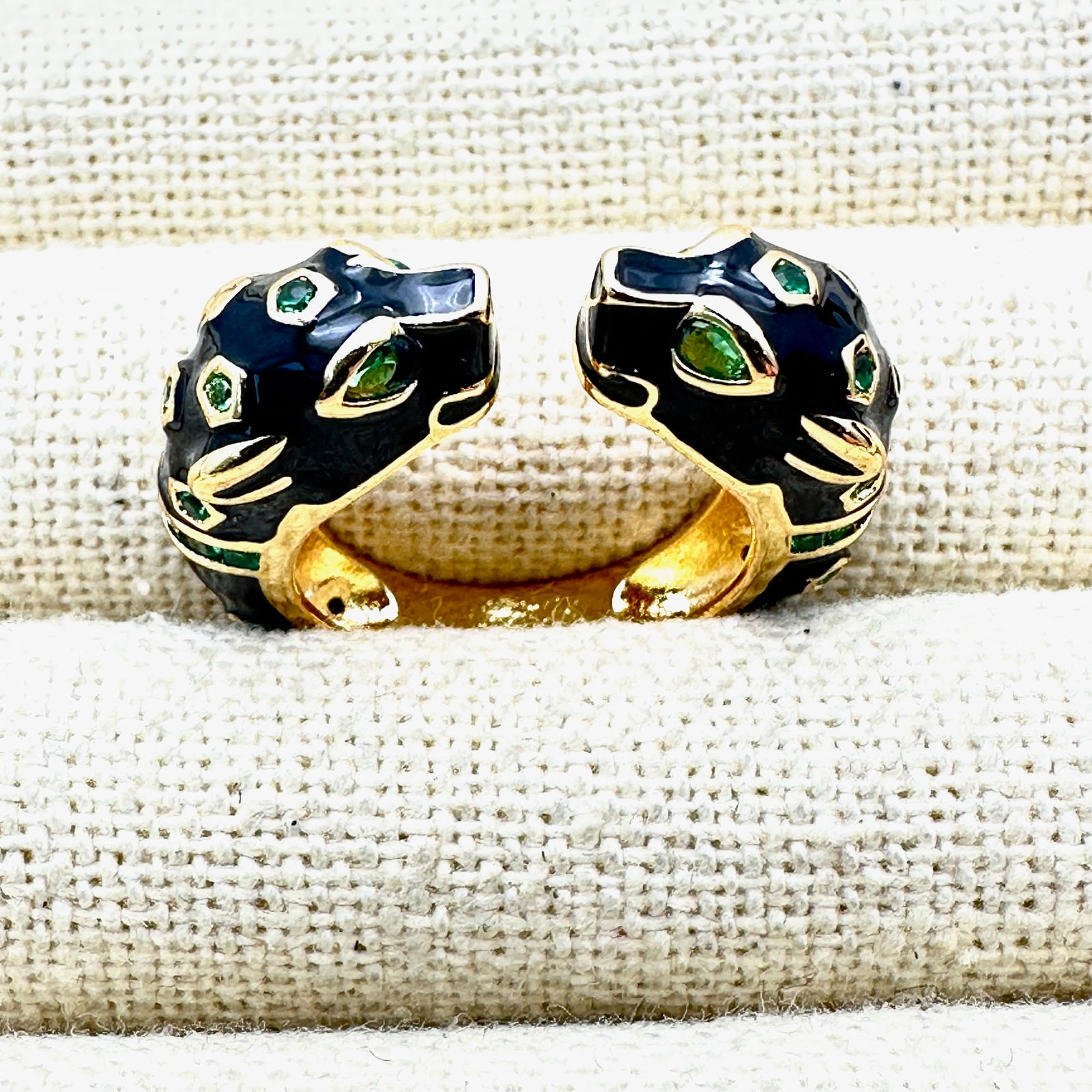 Black Enamel Rhinestone Panther Gold Tone Ring Size 8: Black Enamel Rhinestone Panther Gold Tone Ring Size 9