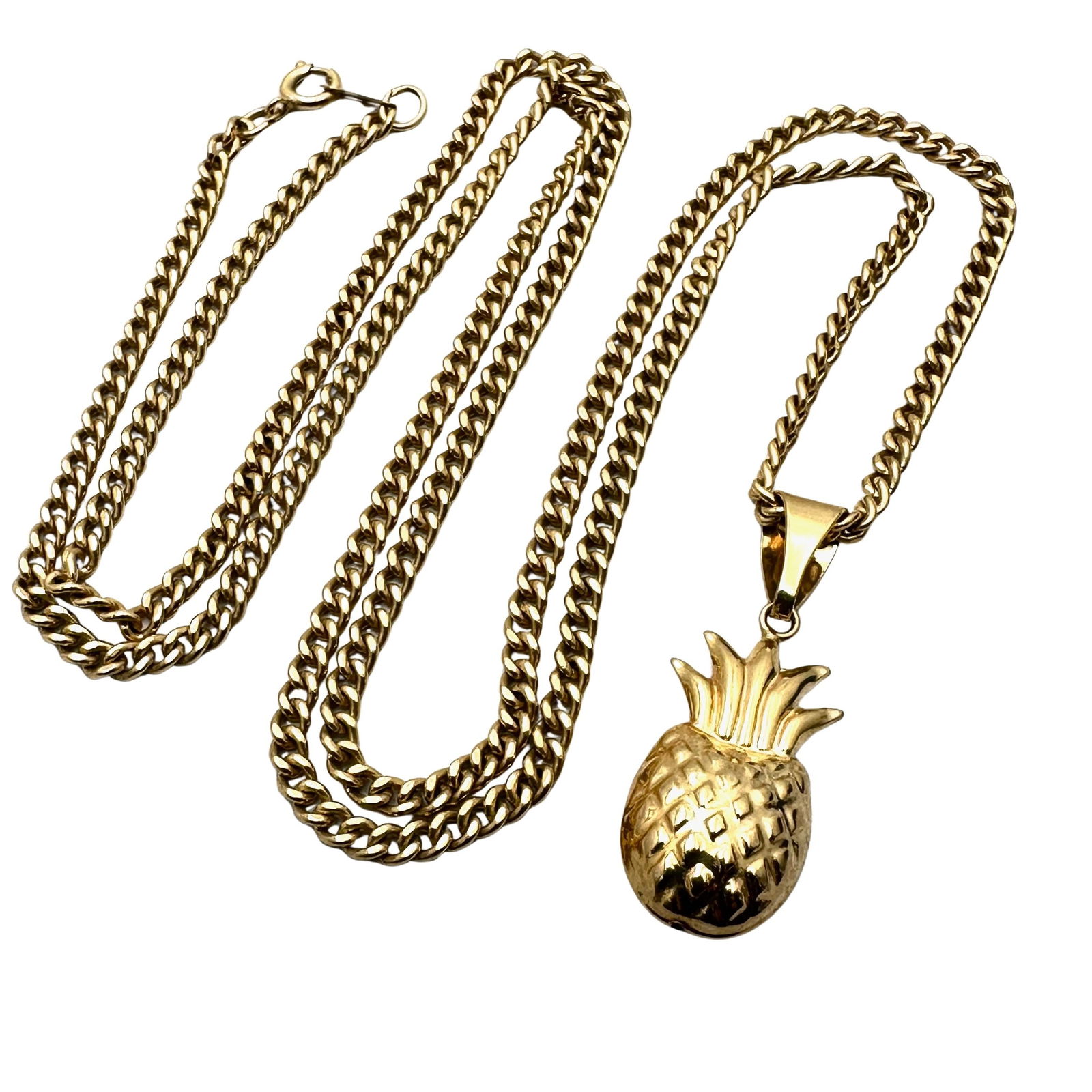 Vintage Gold Filled Pineapple Pendant Necklace 24 Inch Chain 14 Grams: Vintage Gold Filled Pineapple Pendant Necklace 24 Inch Chain 14 Grams
