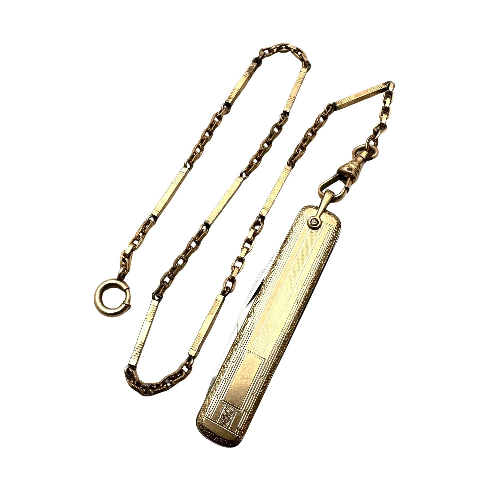 Antique Victorian Gold Filled Watch Chain 12 Inch with Pocket Knife Fob (1 of 2)