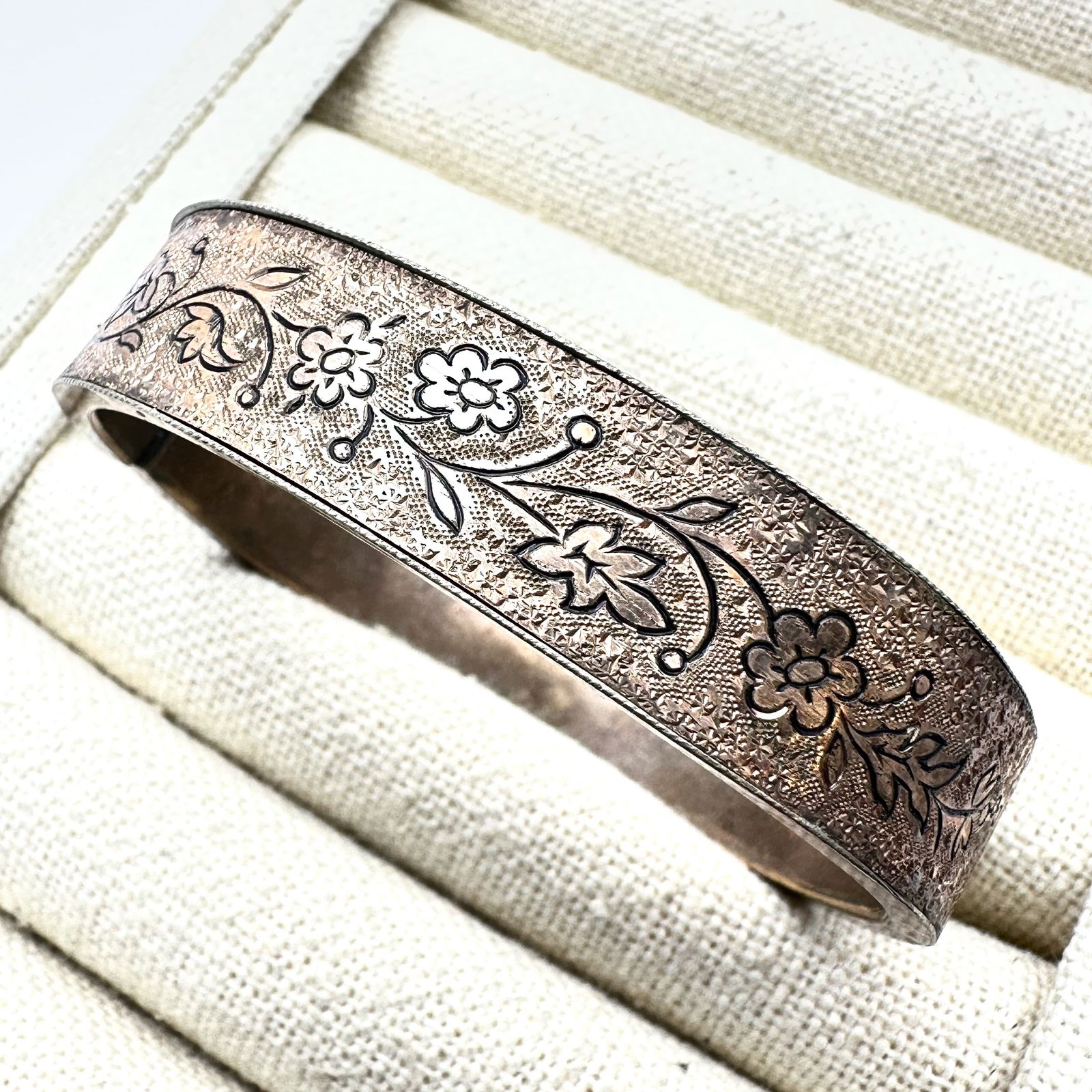 Antique Victorian Gold Filled Black Enamel Hinged Bangle Bracelet Petite Size 6 Inch (1 of 2)