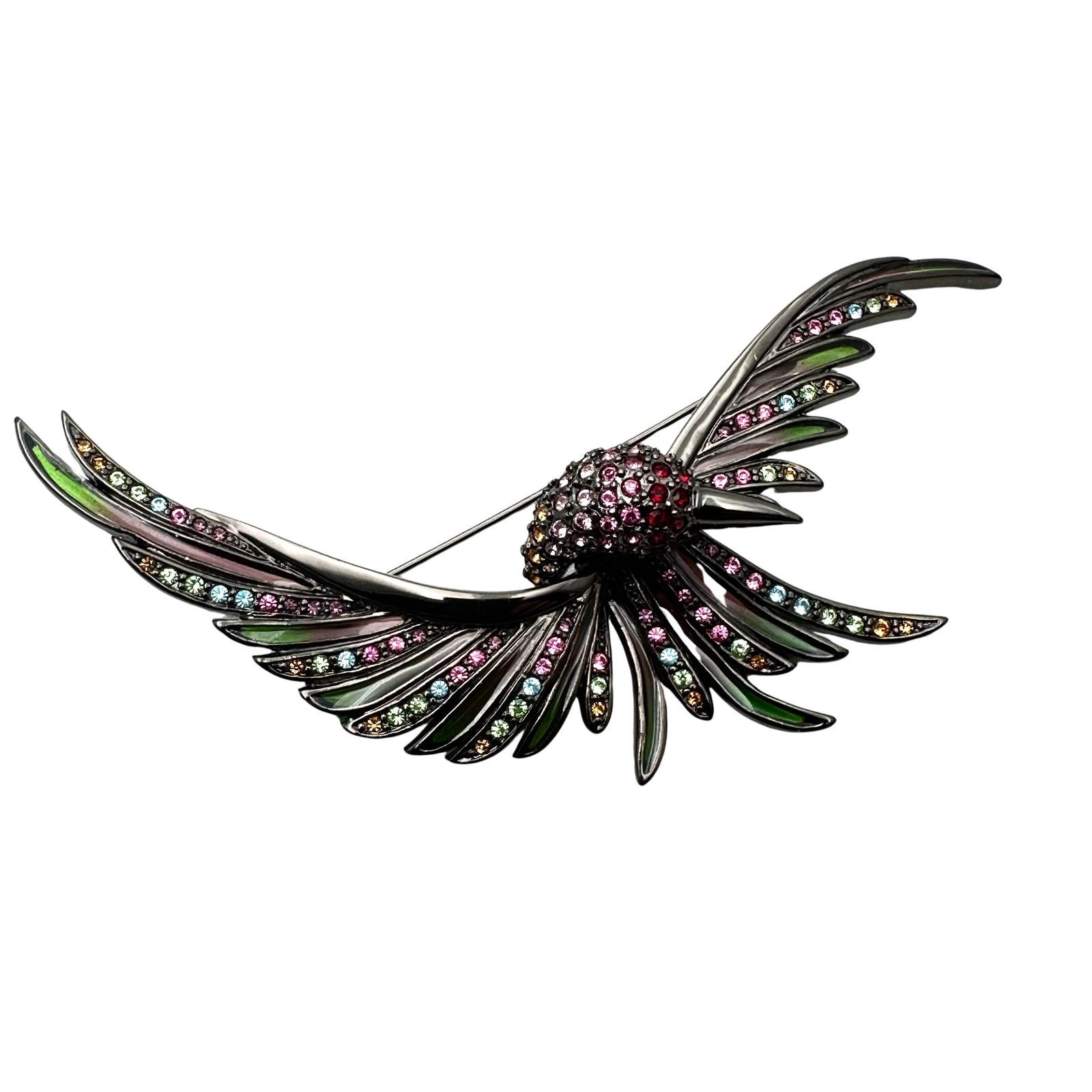 Vintage Joan Rivers Multicolor Crystal Dark Silver Tone Bird Brooch Pin 4 Inch: Vintage Joan Rivers Multicolor Crystal Dark Silver Tone Bird Brooch Pin 4 Inch