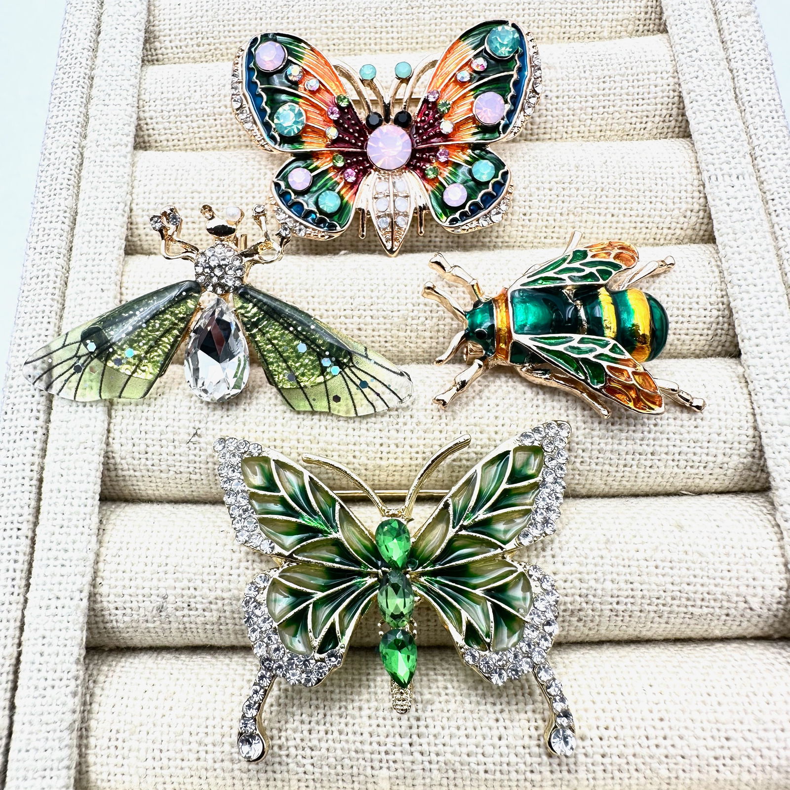 Group Lot of Multicolor Butterfly and Bee Brooches and Pins: Group Lot of Multicolor Butterfly and Bee Brooches and Pins