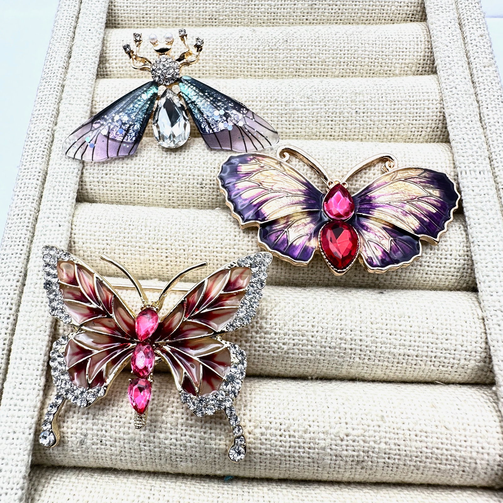 Group Lot of Multicolor Butterfly Brooches and Pins: Group Lot of Multicolor Butterfly Brooches and Pins