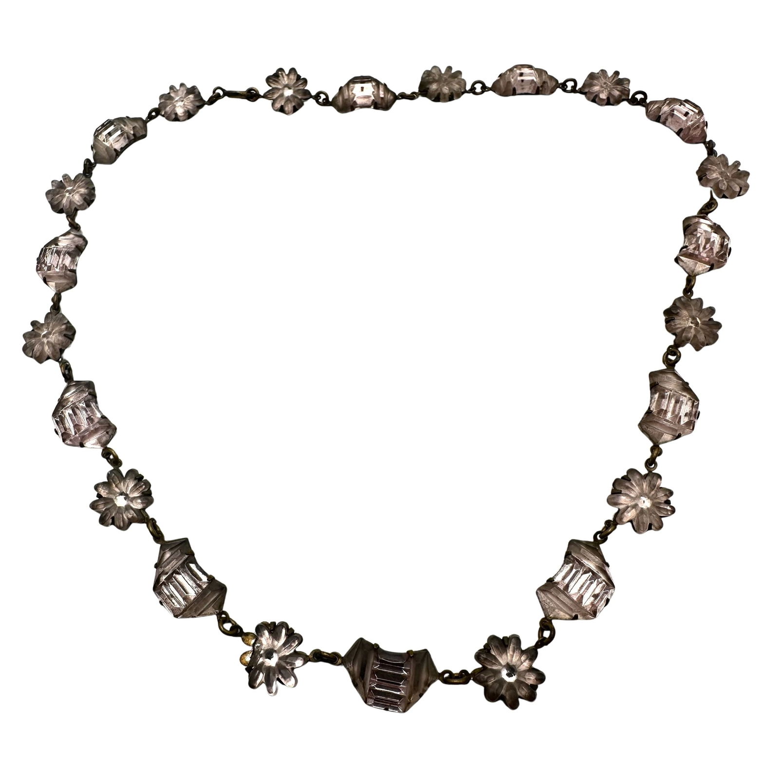 Antique Light Purple Czech Glass Necklace 16 Inch Some Imperfections to Glass Selling As Is: Antique Light Purple Czech Glass Necklace 16 Inch Some Imperfections to Glass Selling As Is