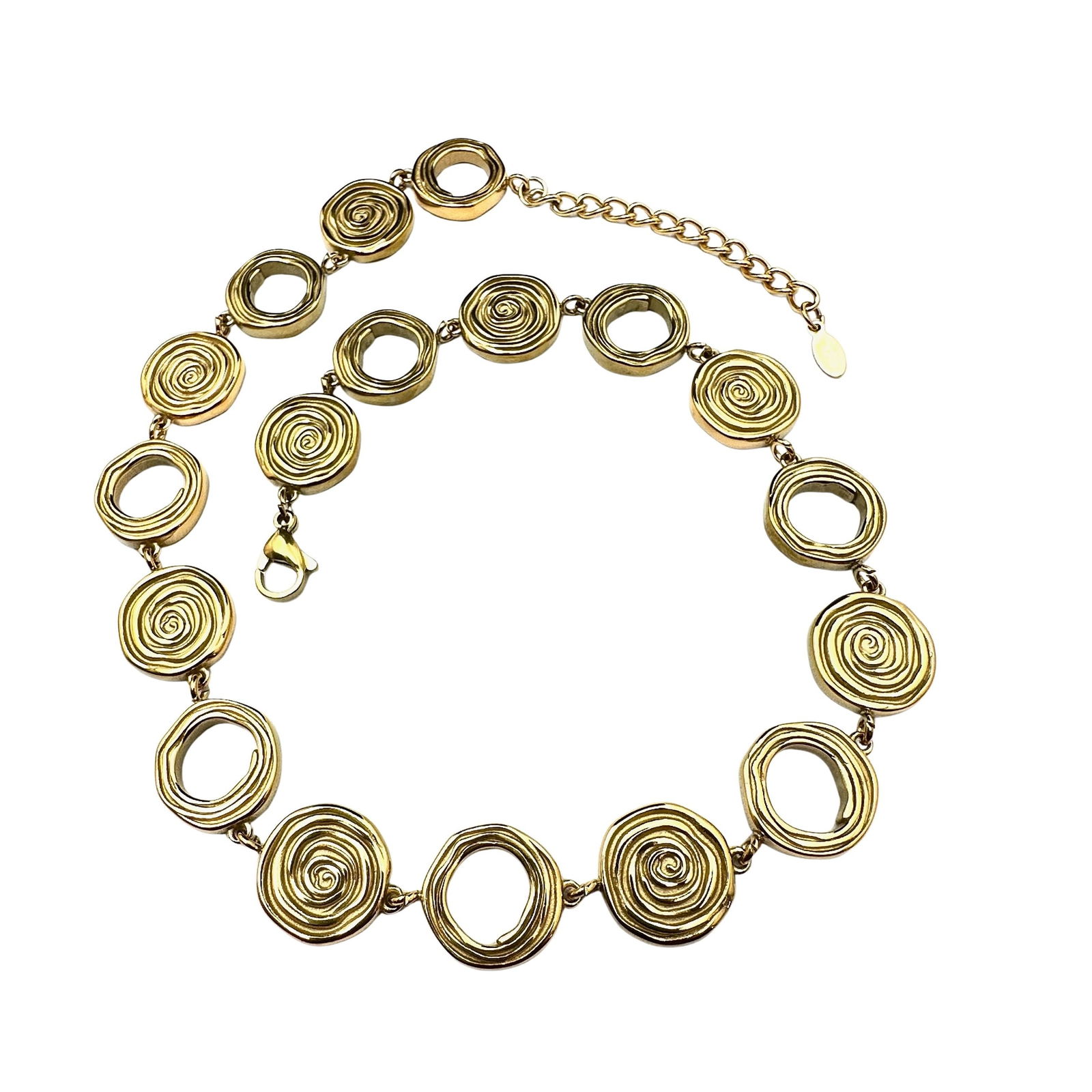 Modernist Design Gold Tone Choker Necklace 17 Inch Heavy Quality Made: Modernist Design Gold Tone Choker Necklace 17 Inch Heavy Quality Made