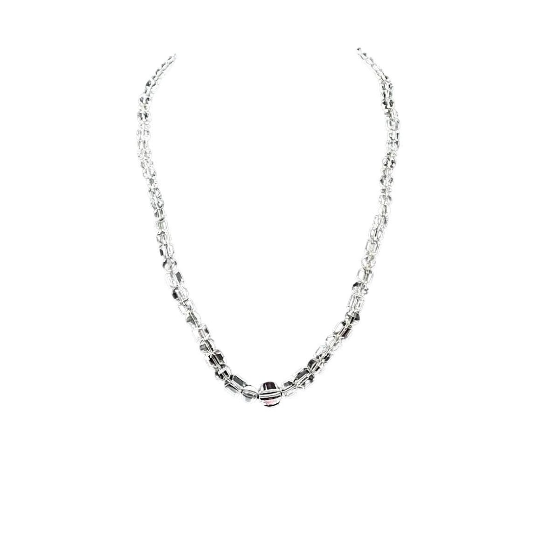 Antique Clear Rock Crystal Silver Clasp Necklace 20 Inch: Antique Clear Rock Crystal Silver Clasp Necklace 20 Inch
