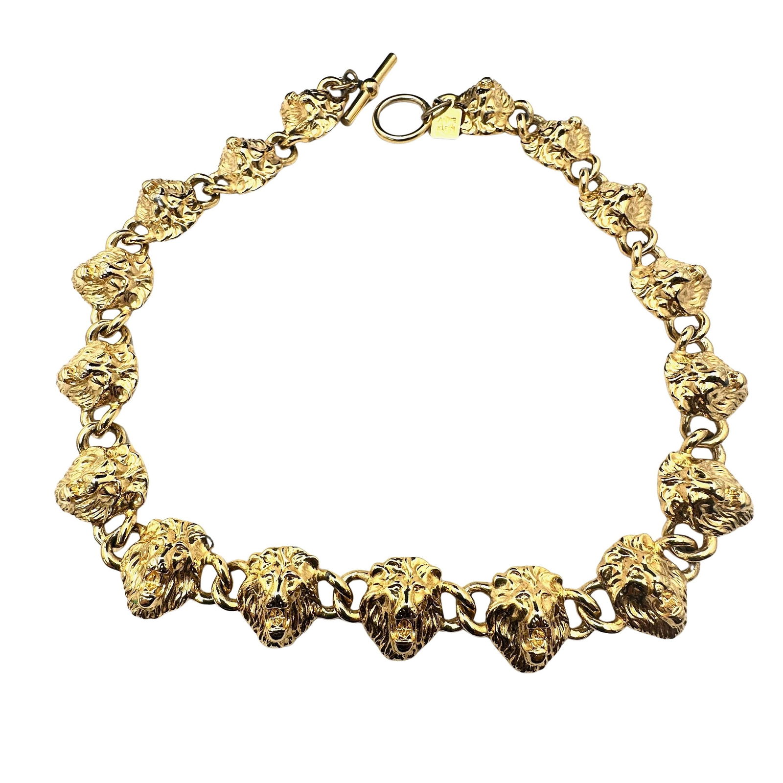 Vintage Anne Klein Gold Tone Lion Statement Necklace 17 Inch: Vintage Anne Klein Gold Tone Lion Statement Necklace 17 Inch
