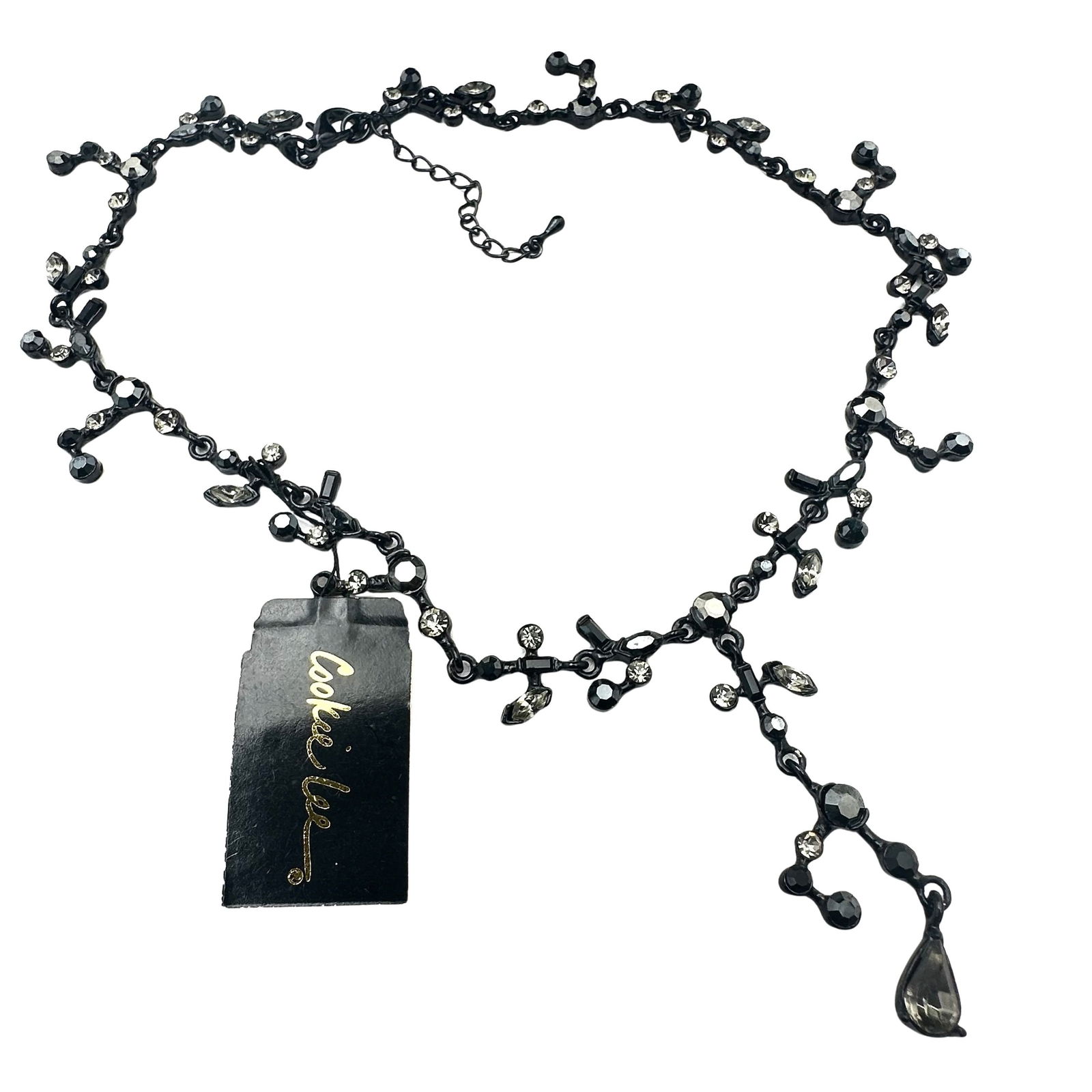 Vintage Cookie Lee Rhinestone Necklace Original Tag Attached 18 Inch: Vintage Cookie Lee Rhinestone Necklace Original Tag Attached 18 Inch