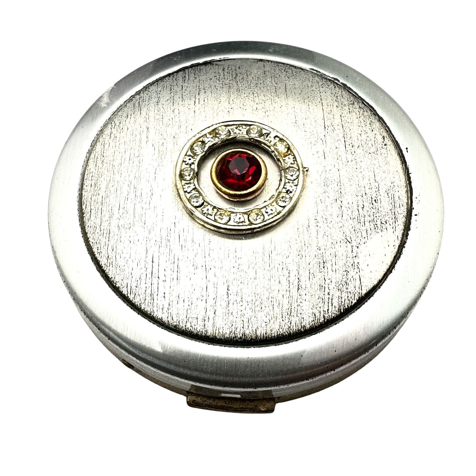 Vintage Luzier Rhinestone Gold And Silver Tone Powder Compact Used Condition: Vintage Luzier Rhinestone Gold And Silver Tone Powder Compact Used Condition