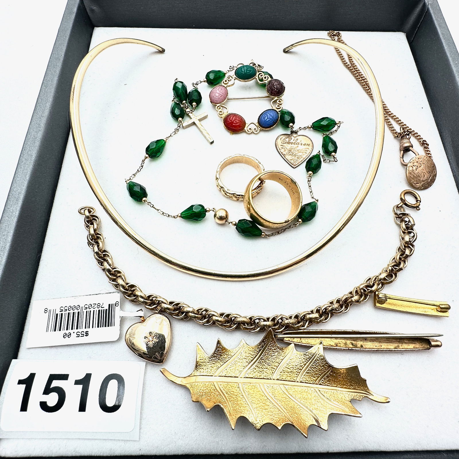 Vintage Gold Filled Jewelry Group Bracelet Brooches Torque Necklace Rings and More: Vintage Gold Filled Jewelry Group Bracelet Brooches Torque Necklace Rings and More