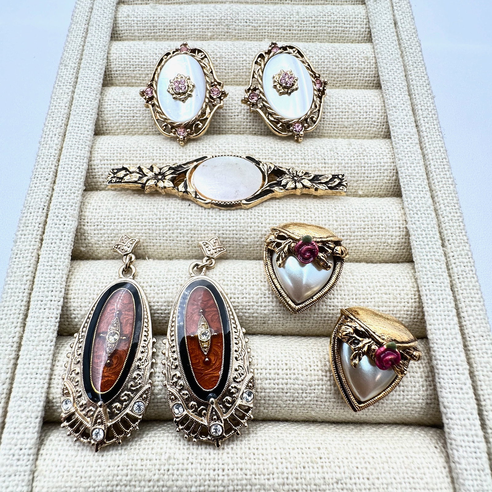 Vintage 1928 Brand Clip And Pierced Earrings and Brooch (1 of 2)