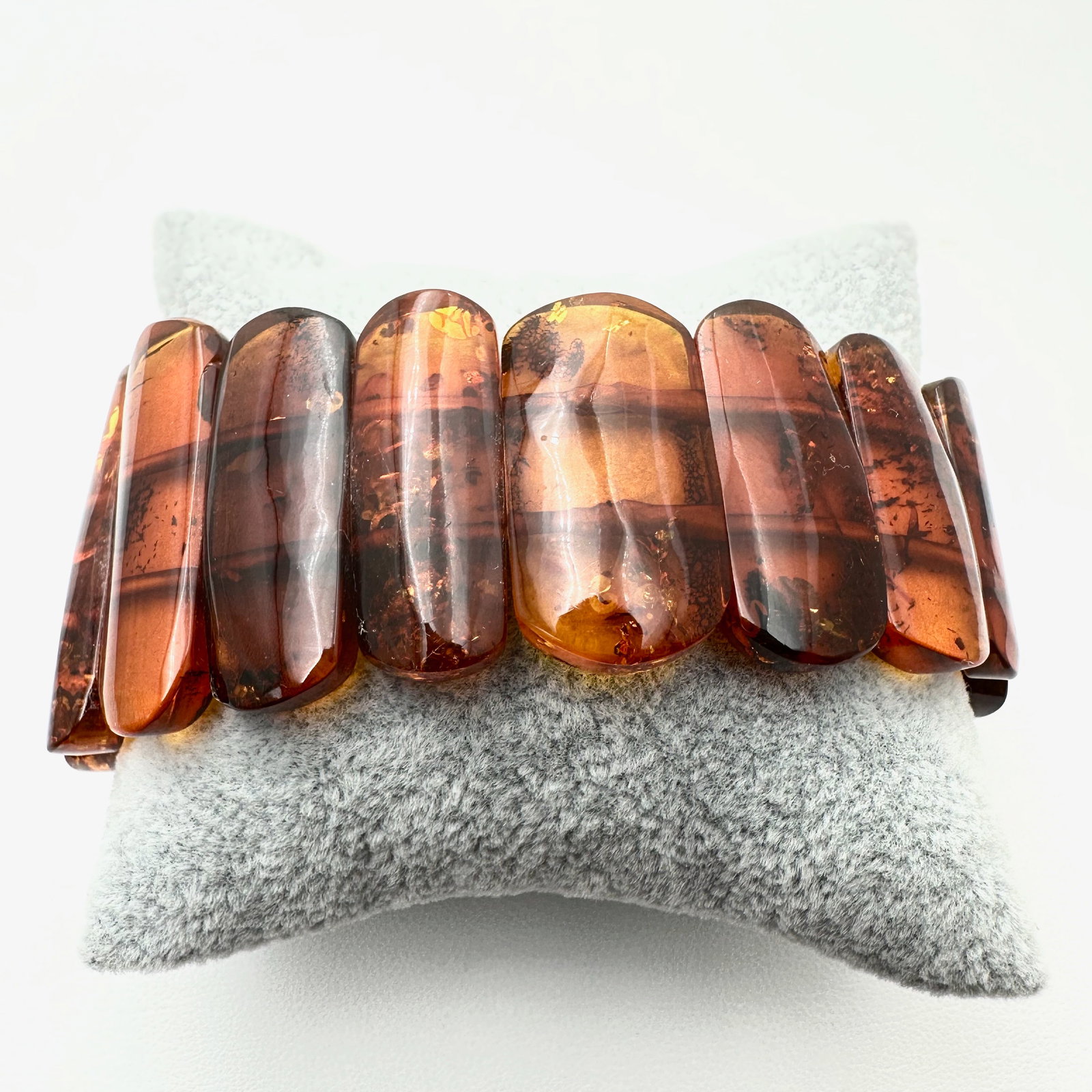 Vintage Natural Amber Panel Stretch Bracelet (1 of 2)