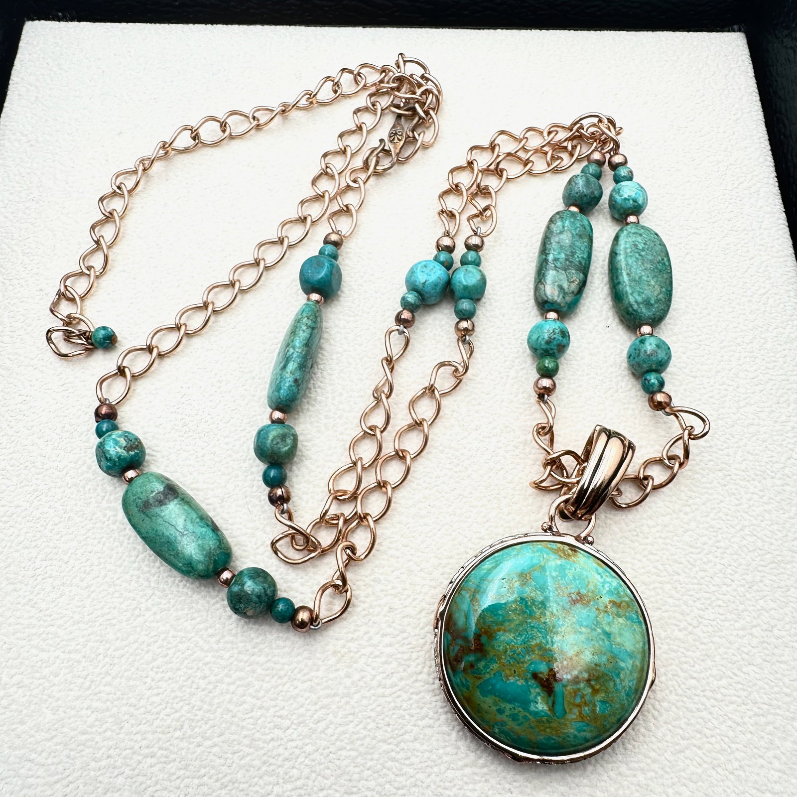 Barse Turquoise Pendant Copper Necklace 28 Inch Length (1 of 2)