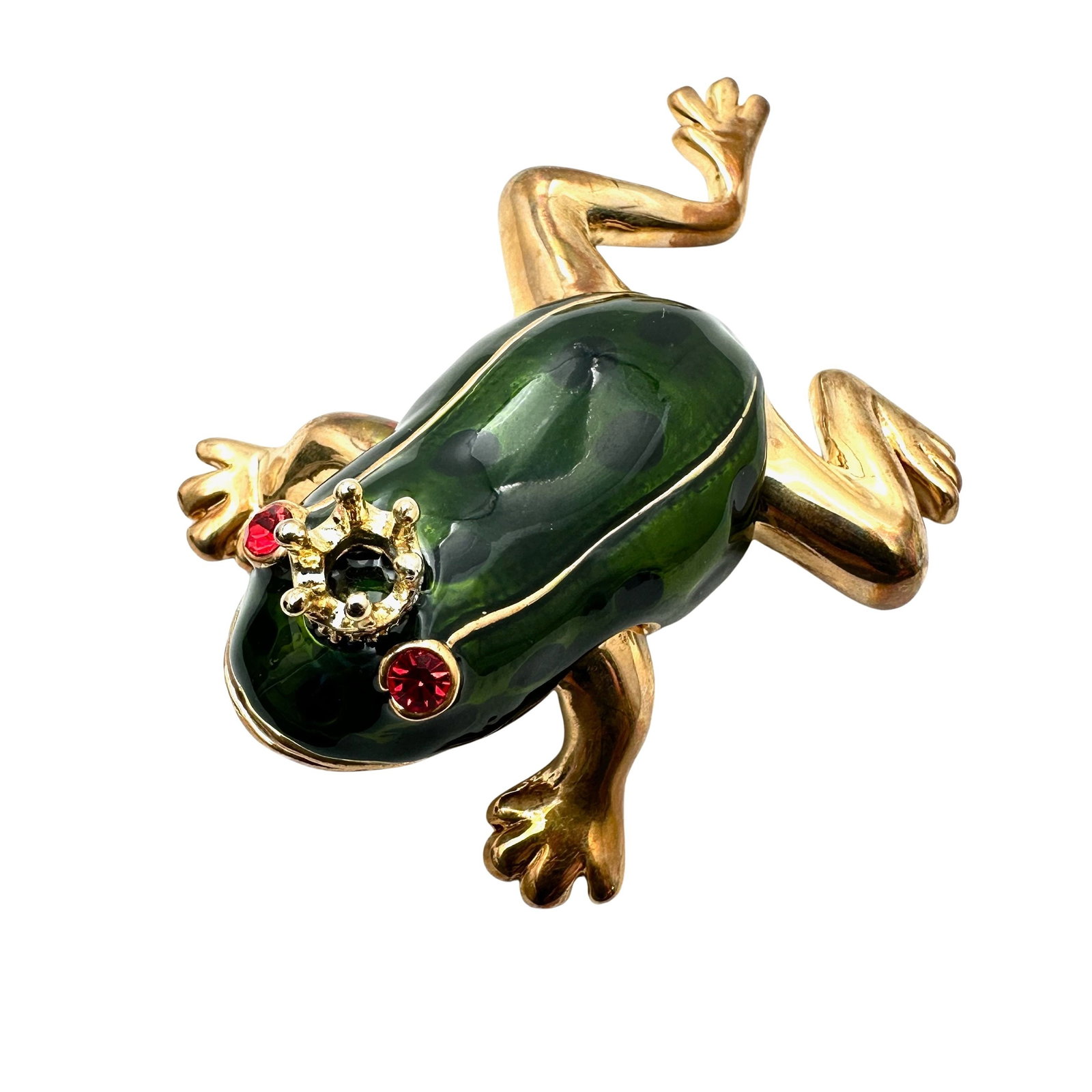 Frog Prince Enamel Gold Tone Trinket Box 3 Inch (1 of 2)