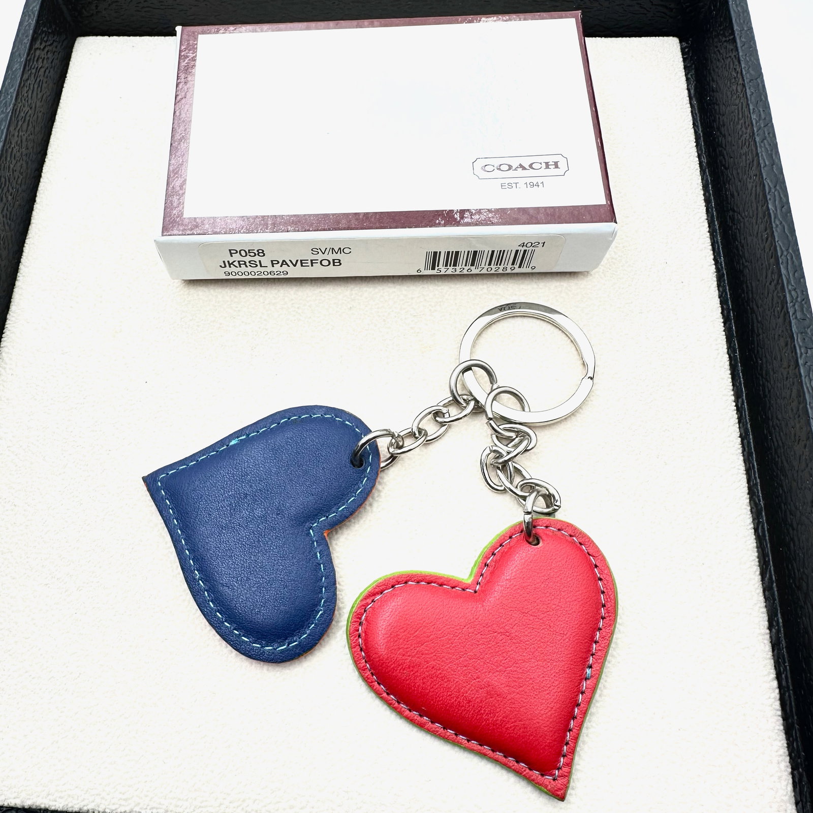 Coach Brand Leather Hearts Key Fob in Original Box (1 of 2)
