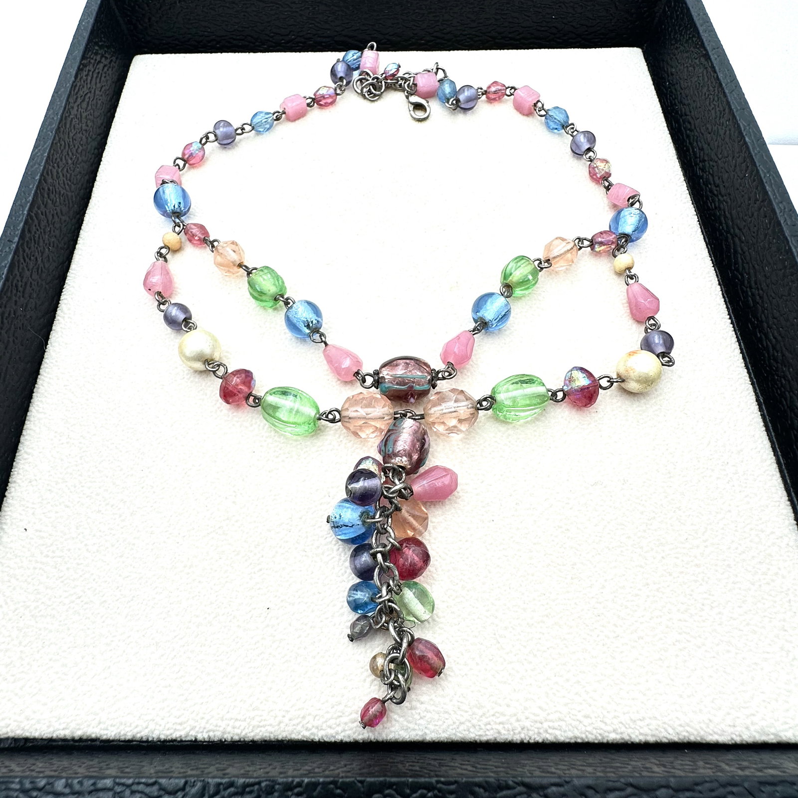 Vintage Multicolor Art Glass Bead Necklace 18 to 20 Inch: Vintage Multicolor Art Glass Bead Necklace 18 to 20 Inch