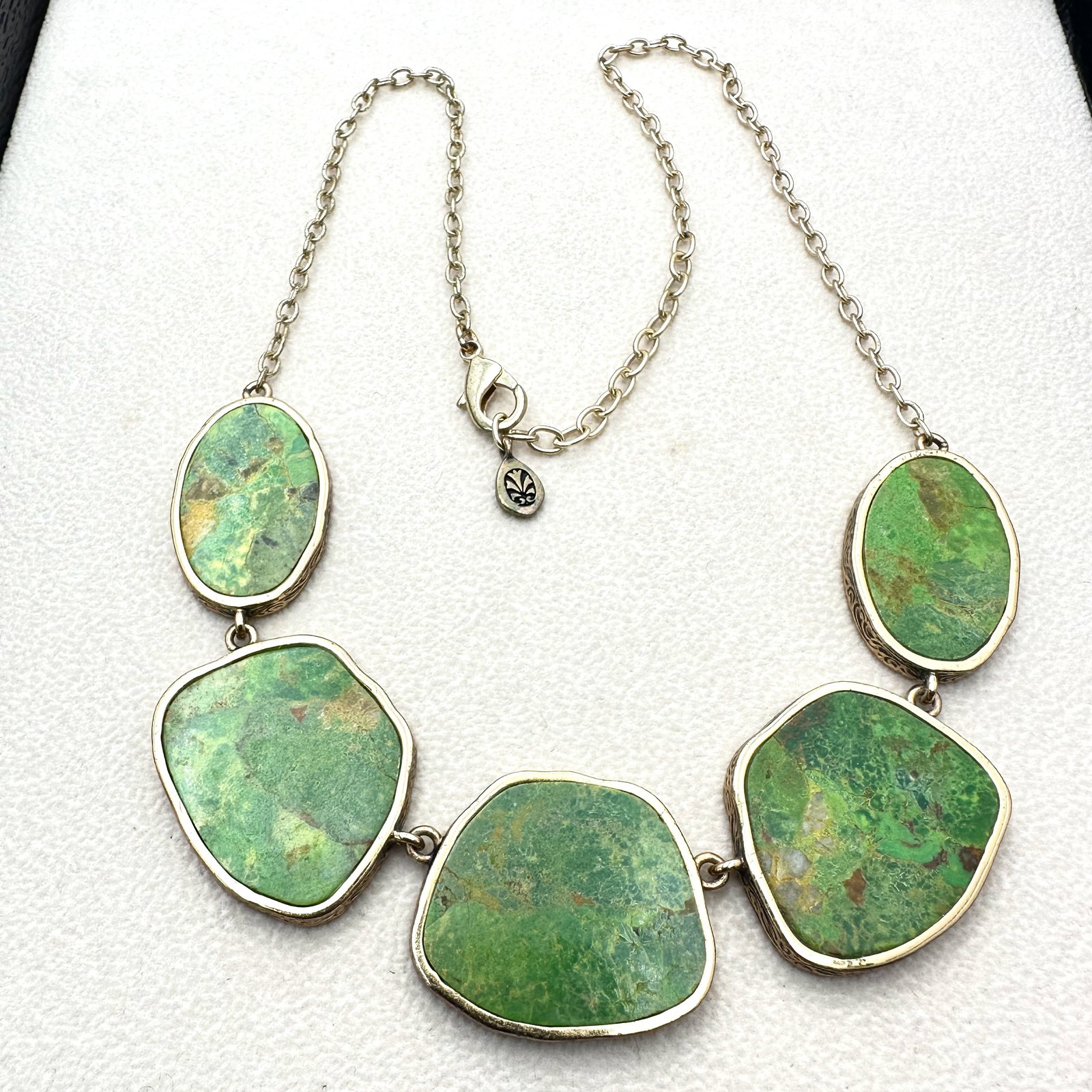 Barse Green Turquoise Slab Gold Tone Necklace 18 Inches (1 of 2)