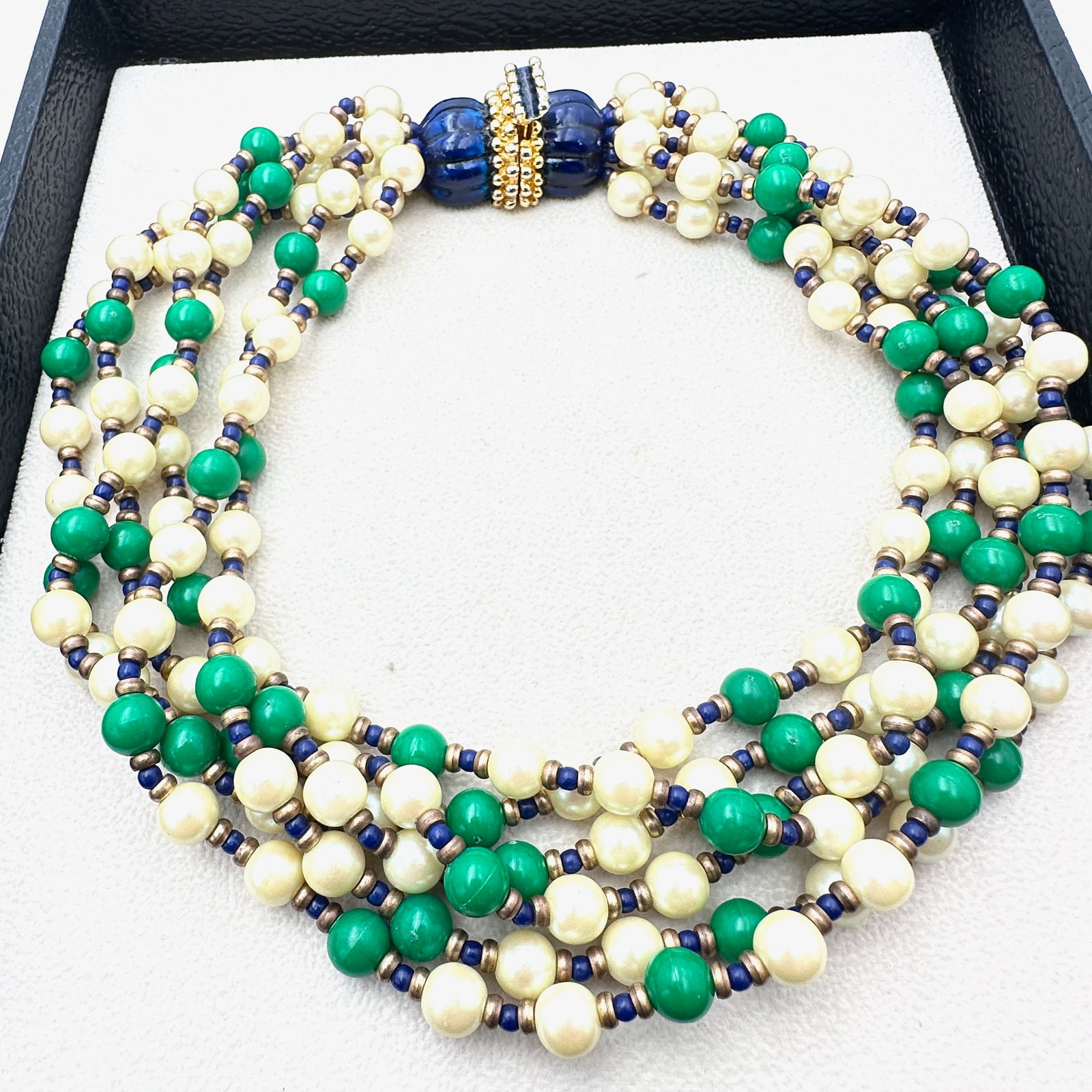 Vintage Mimi Di N Multistrand Necklace with Gold Tone Fancy Clasp 17 Inch: Vintage Mimi Di N Multistrand Necklace with Gold Tone Fancy Clasp 17 Inch