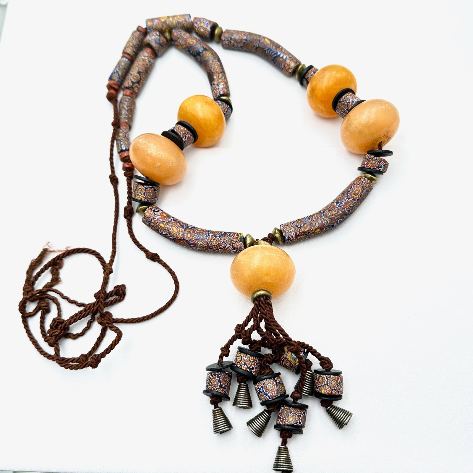 Antique Vintage African Trade Beads and Amber Necklace (1 of 2)