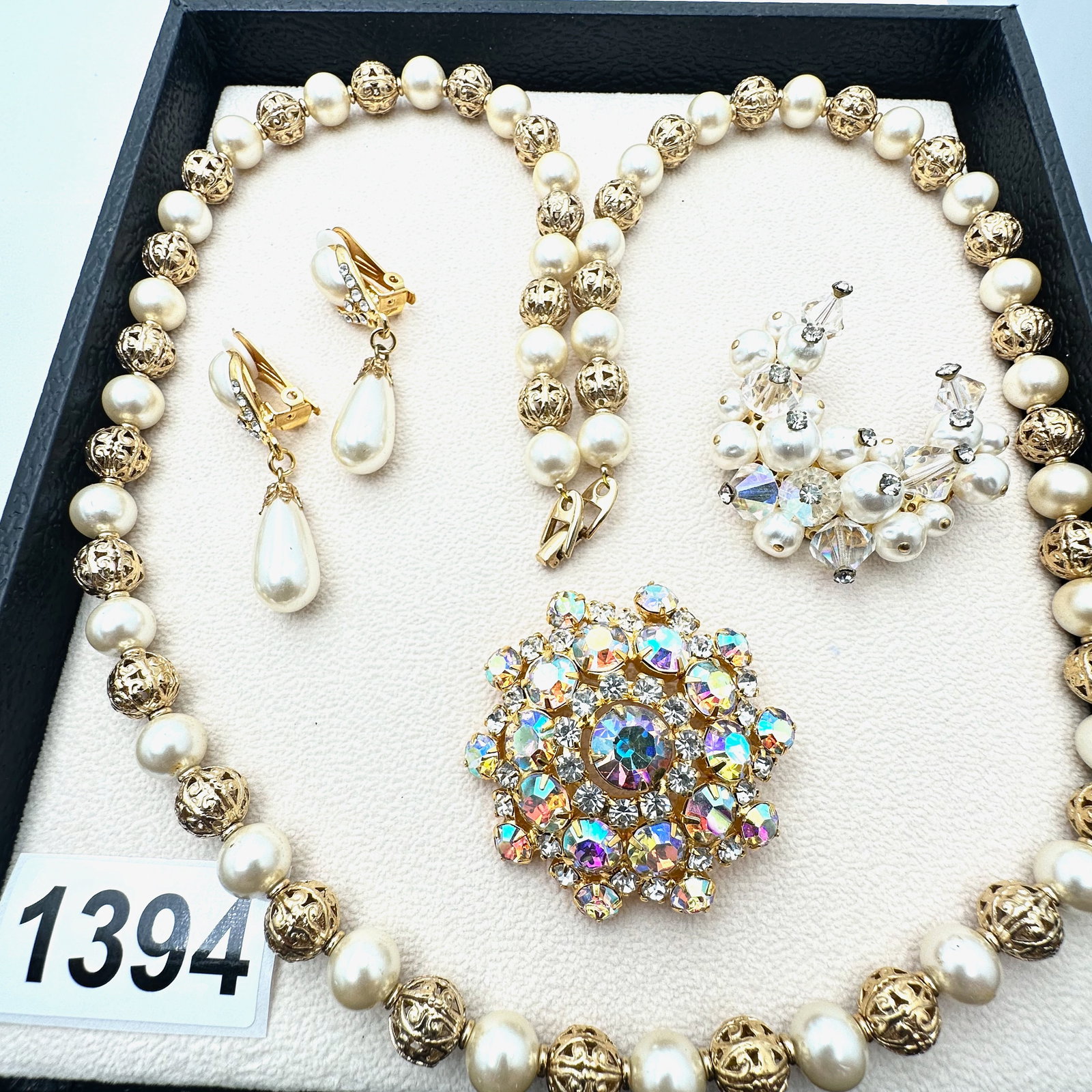 Vintage Jewelry Group Lot Napier Necklace Rhinestone and Crystal Brooches Clip Earrings (1 of 2)