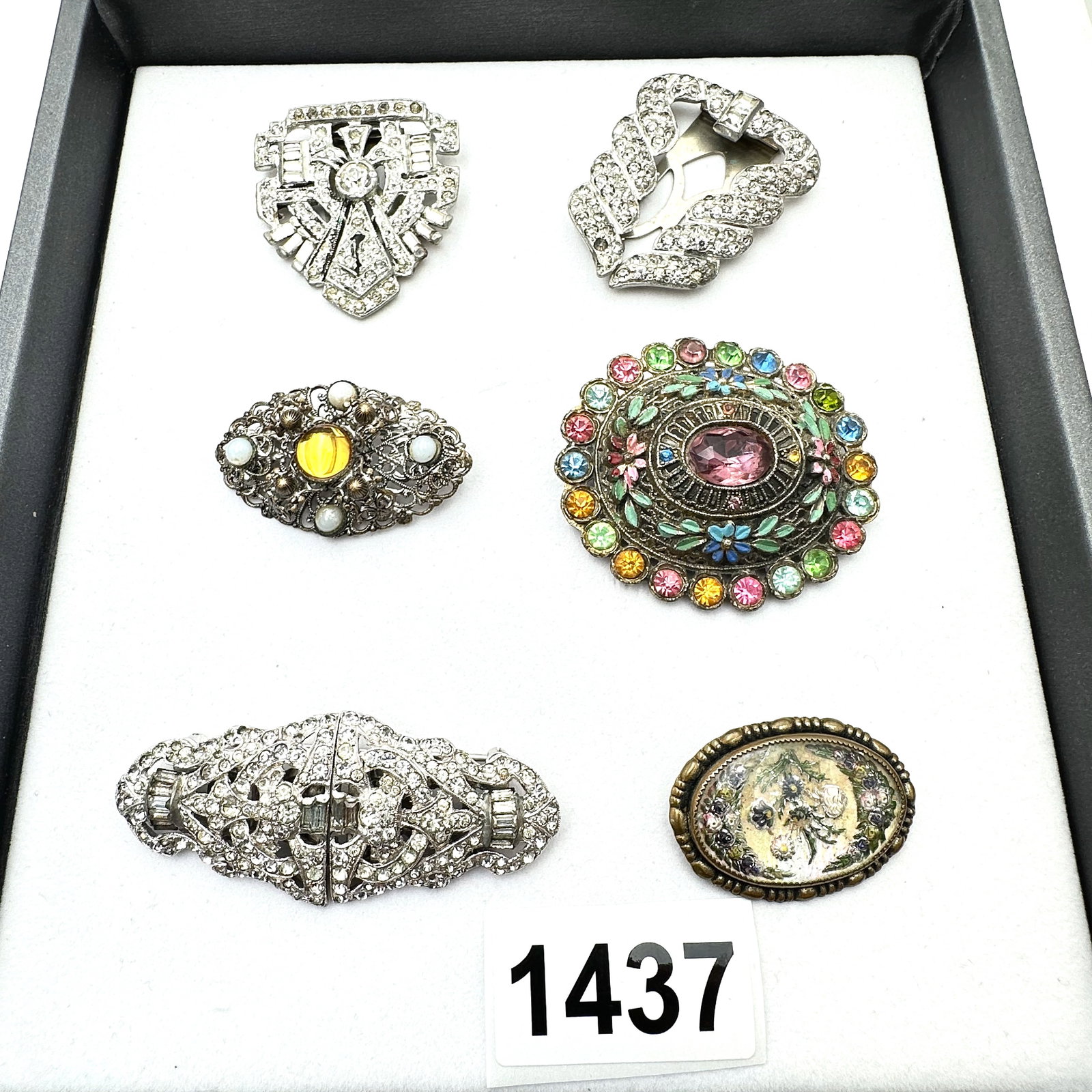 Vintage Jewelry Group Lot Antique Art Deco Rhinestone Brooch Duette Goofus Glass Pin Fur Dress Clips (1 of 2)