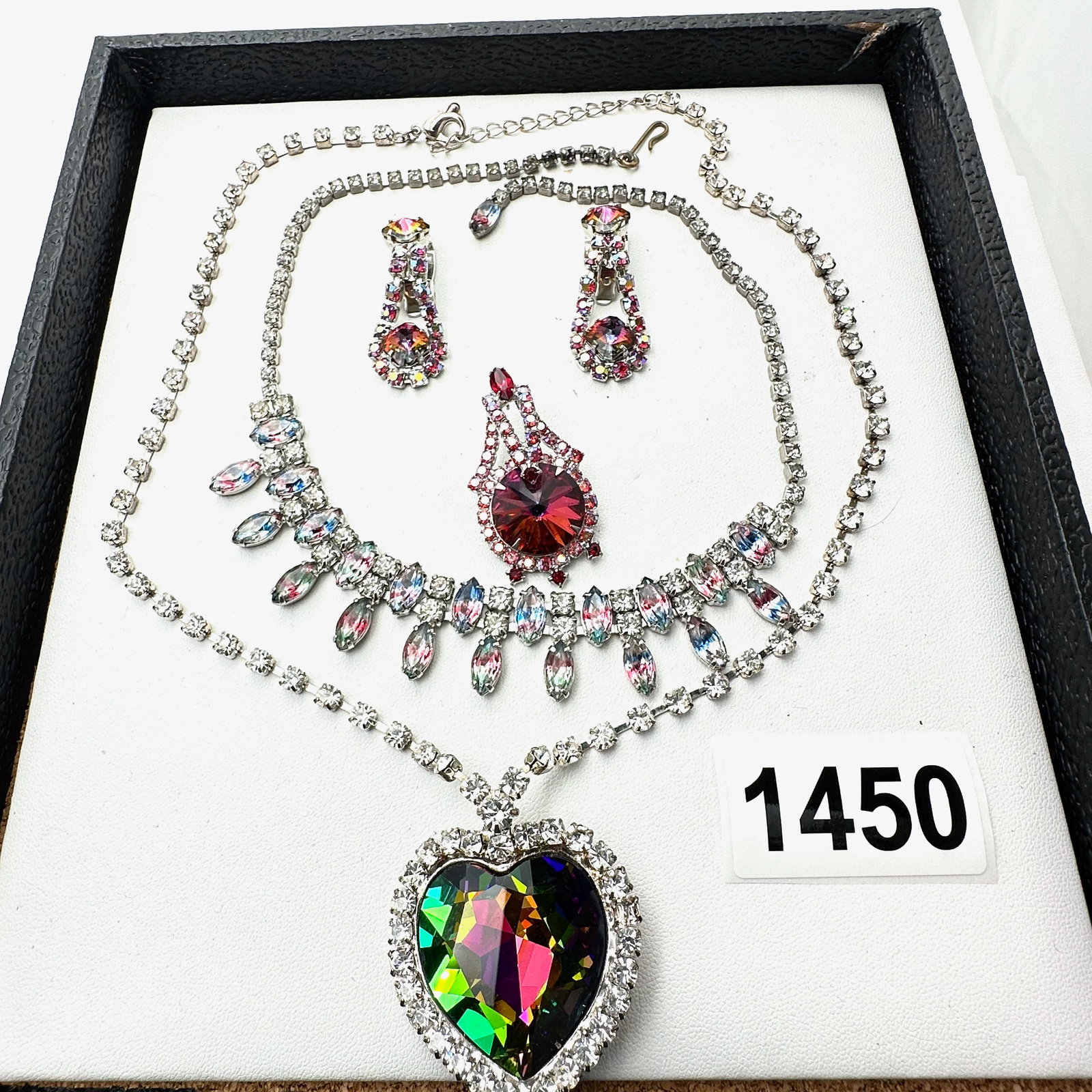 Vintage Jewelry Group Lot Rivoli Rhinestone Earrings and Pendant Juliana? Multicolor Rhinestone (1 of 2)