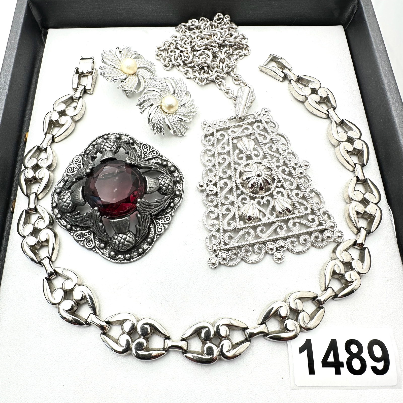 Vintage Jewelry Group Lot Silver Tone Necklaces Scottish Brooch Pin Clip Earrings Sarah Coventry (1 of 2)