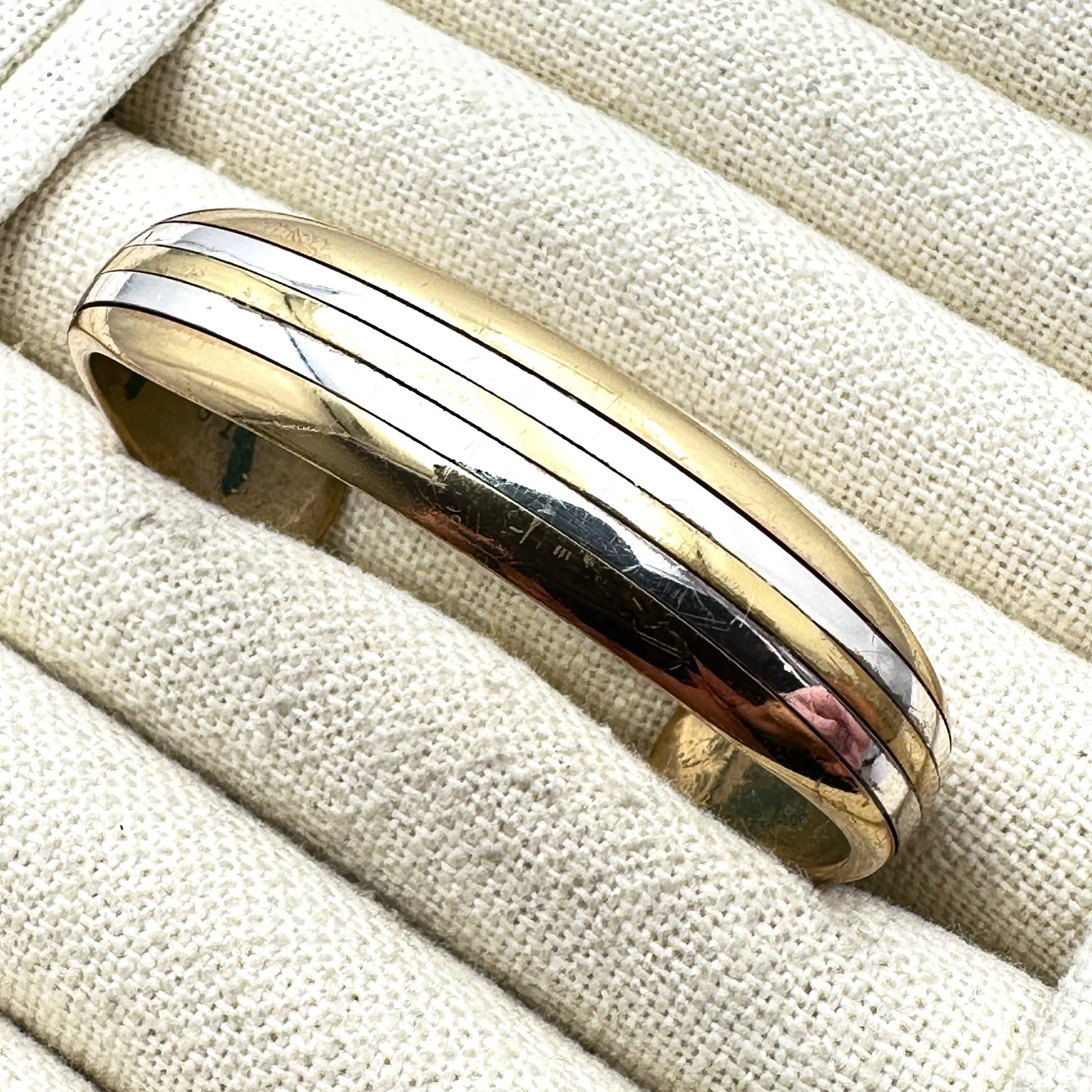 Mixed Metals Sterling Silver and Brass Cuff Bracelet Petite Size 6 Inch (1 of 2)