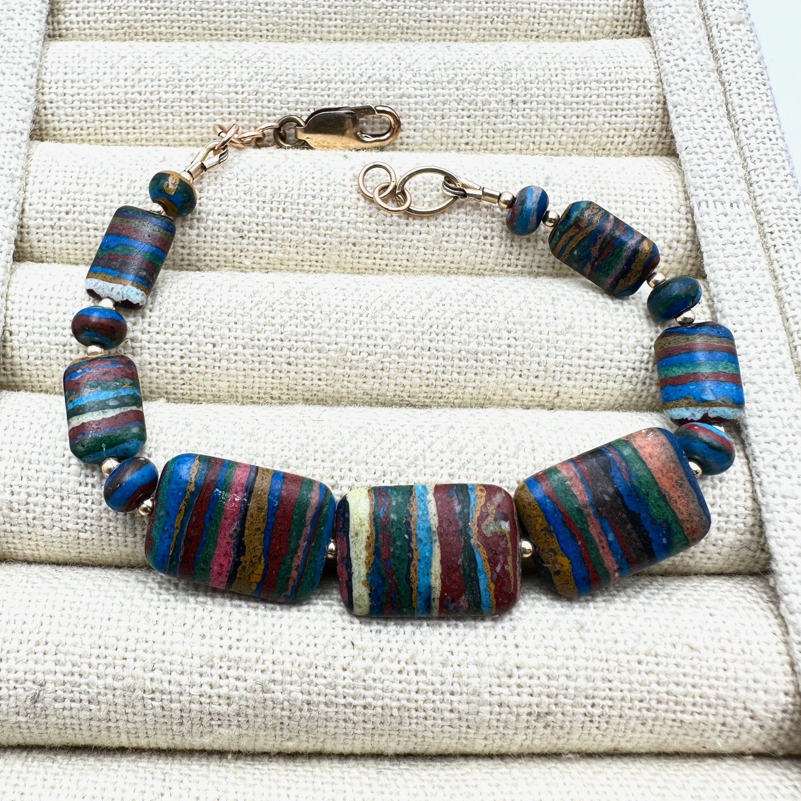 Rainbow Calsilica Gemstone Gold Filled Bracelet 7 Inch (1 of 2)