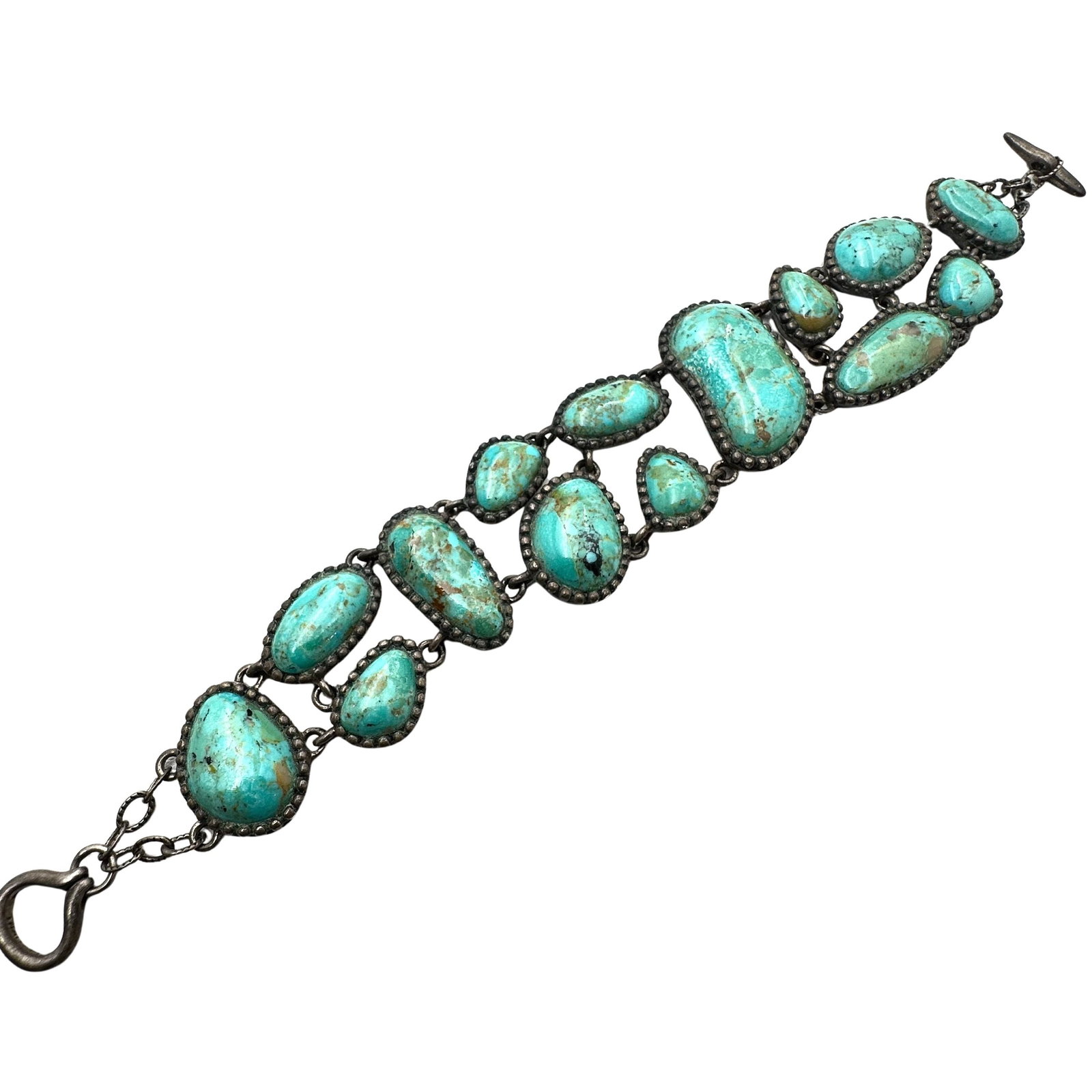 Barse Turquoise Sterling Silver Bracelet 8 Inch Length Toggle Clasp 55 Grams (1 of 3)