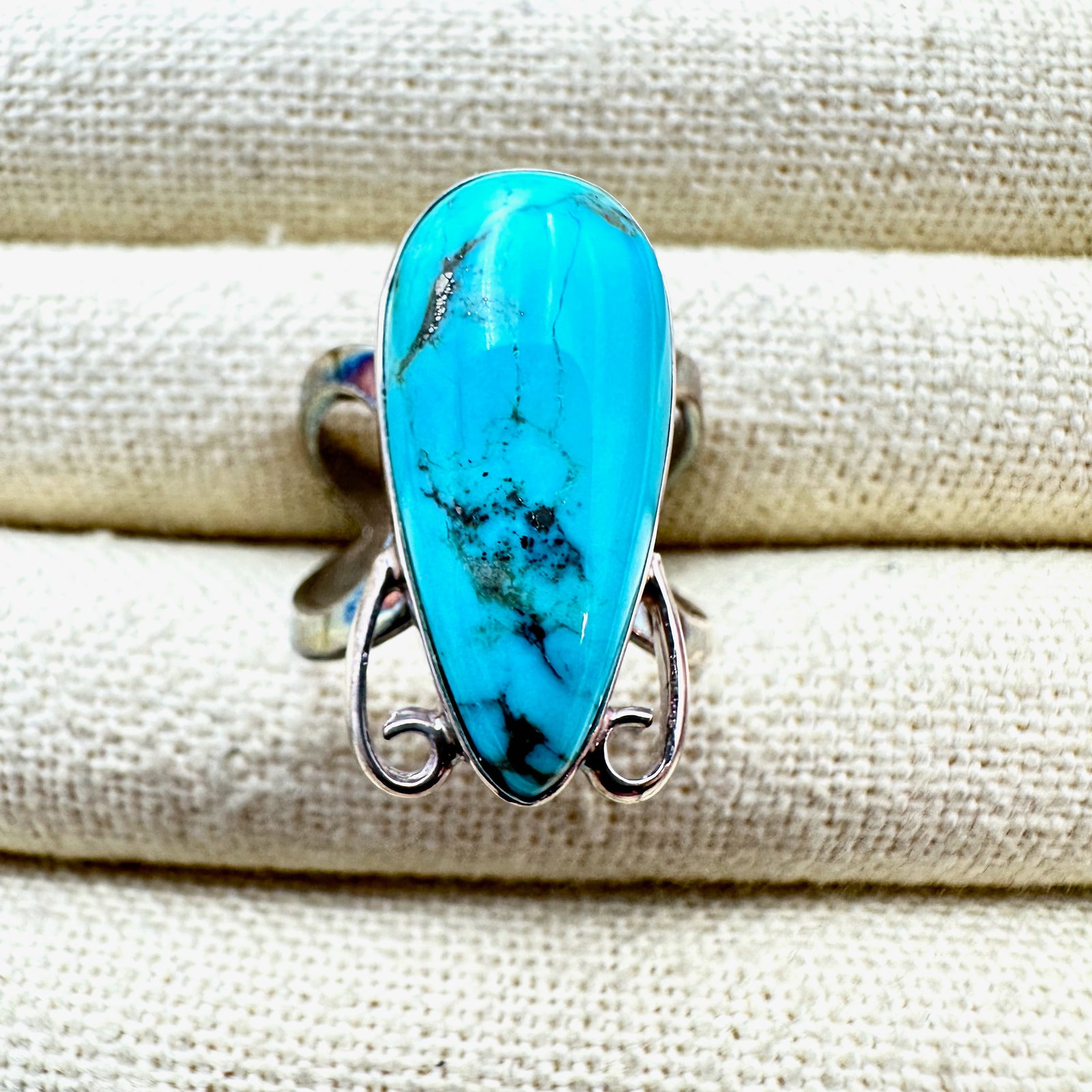Jay King Mine Finds Desert Rose Trading Turquoise Sterling Silver Ring Size 8 (1 of 2)