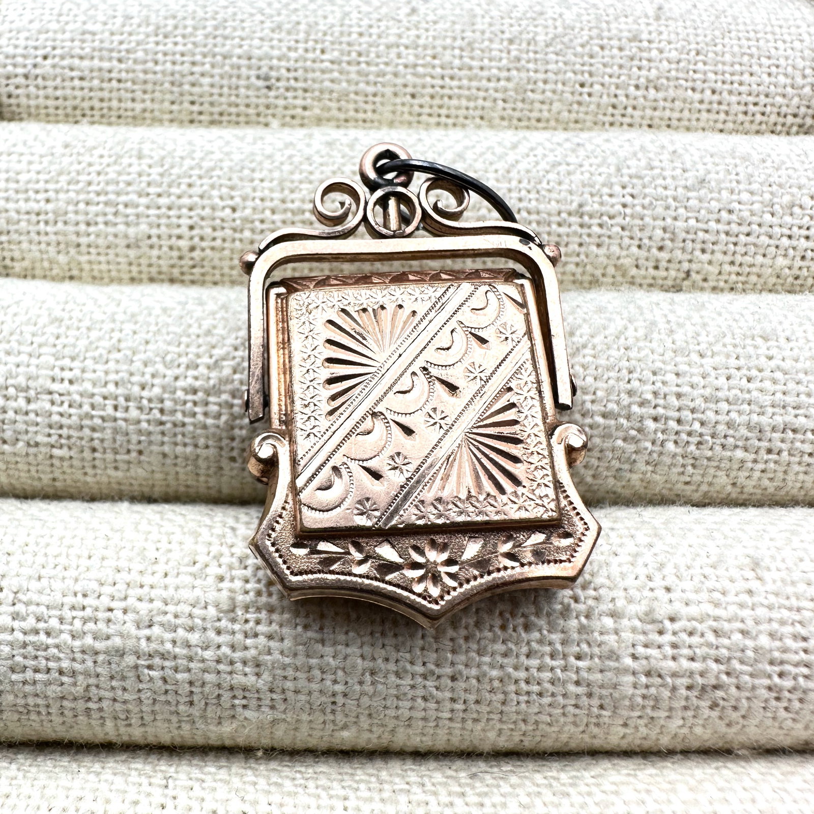 Antique Victorian Gold Filled Locket Fob Pendant With Glass On Inside for Picture of Hair of Loved (1 of 2)