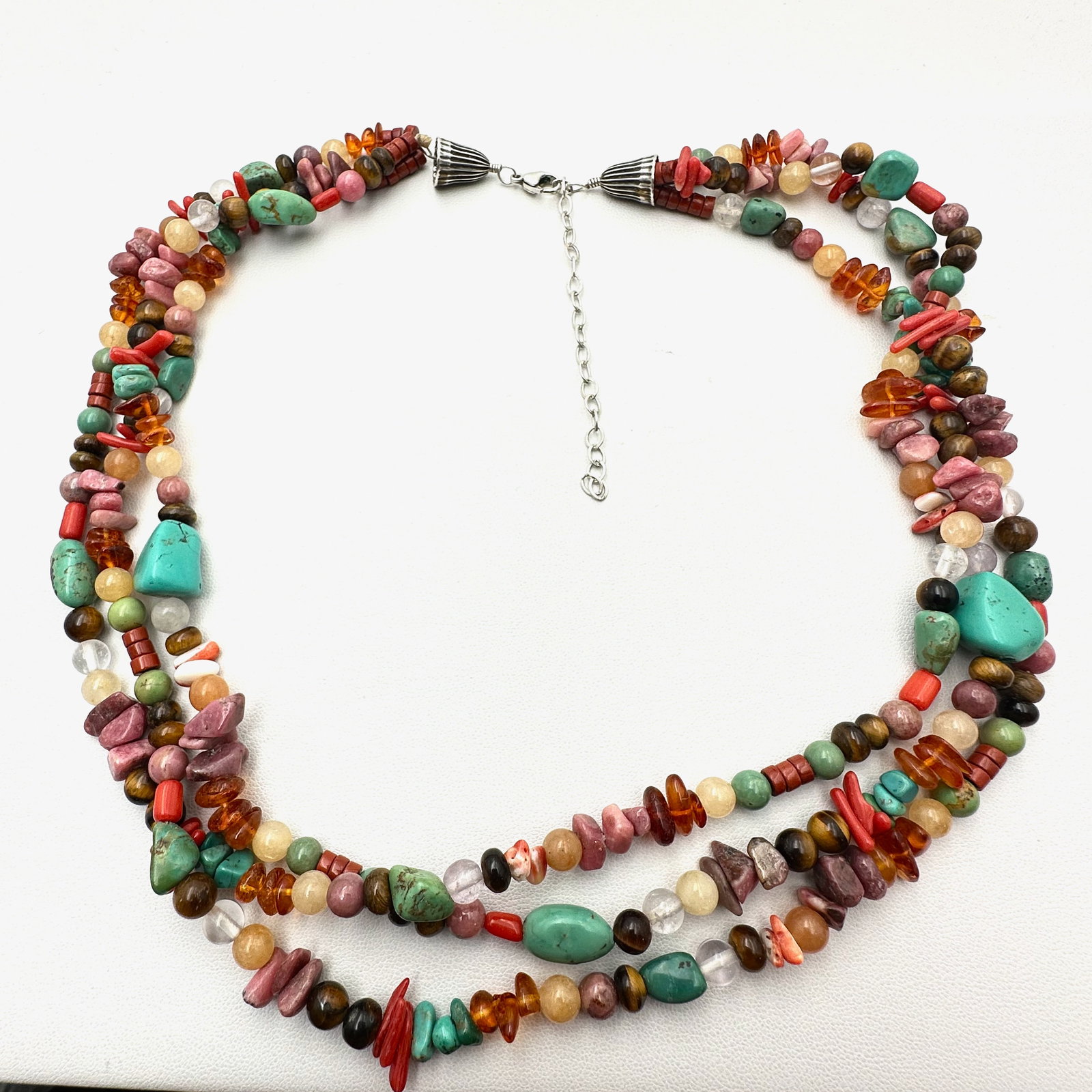 American Southwest Multi Gemstone Turquoise Sterling Silver Necklace 18 Inch Possibly Carolyn: American Southwest Multi Gemstone Turquoise Sterling Silver Necklace 18 Inch Possibly Carolyn Pollack