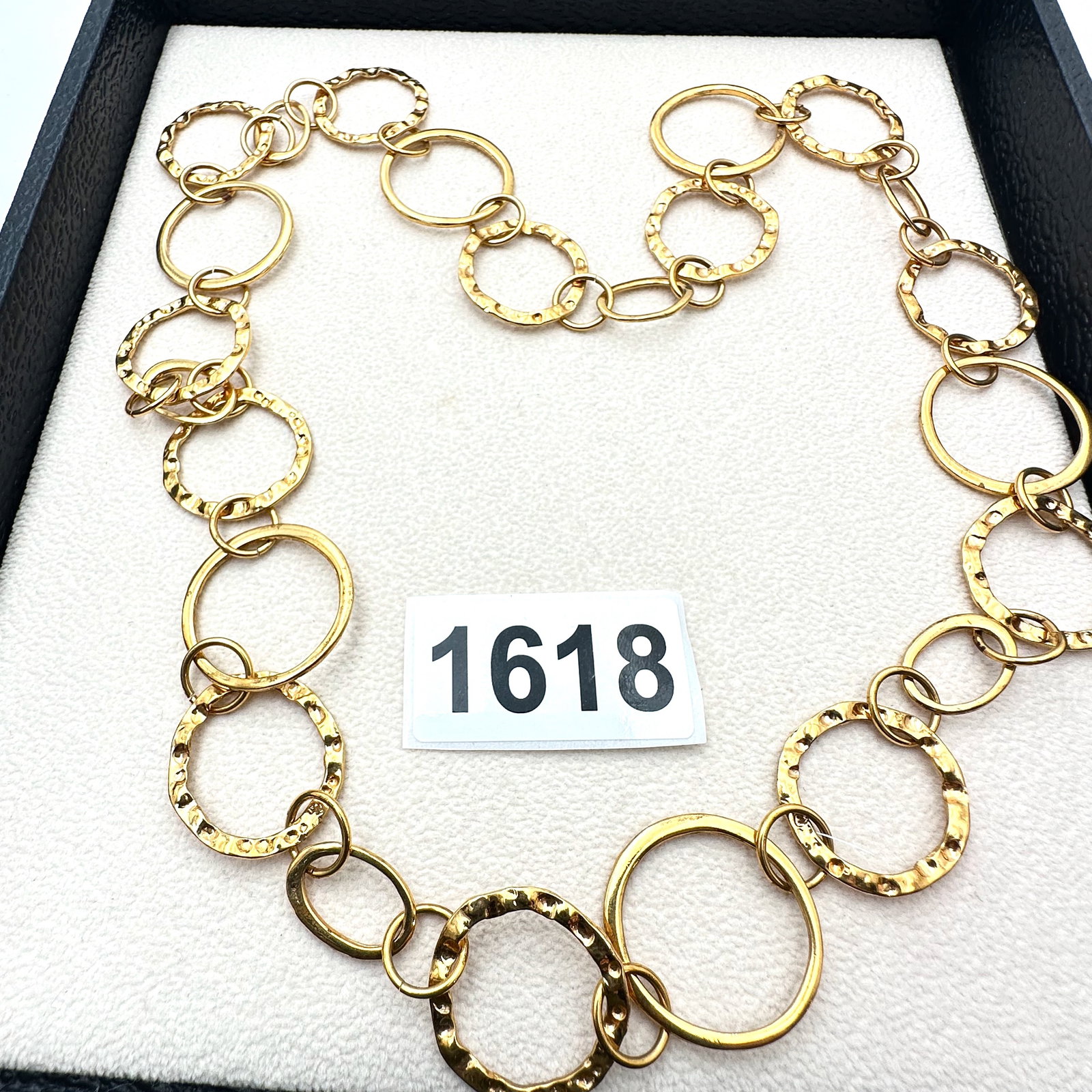 Gold Over Sterling Silver Circle Link Statement Necklace 24 Inch Length Weight 39 Grams (1 of 2)