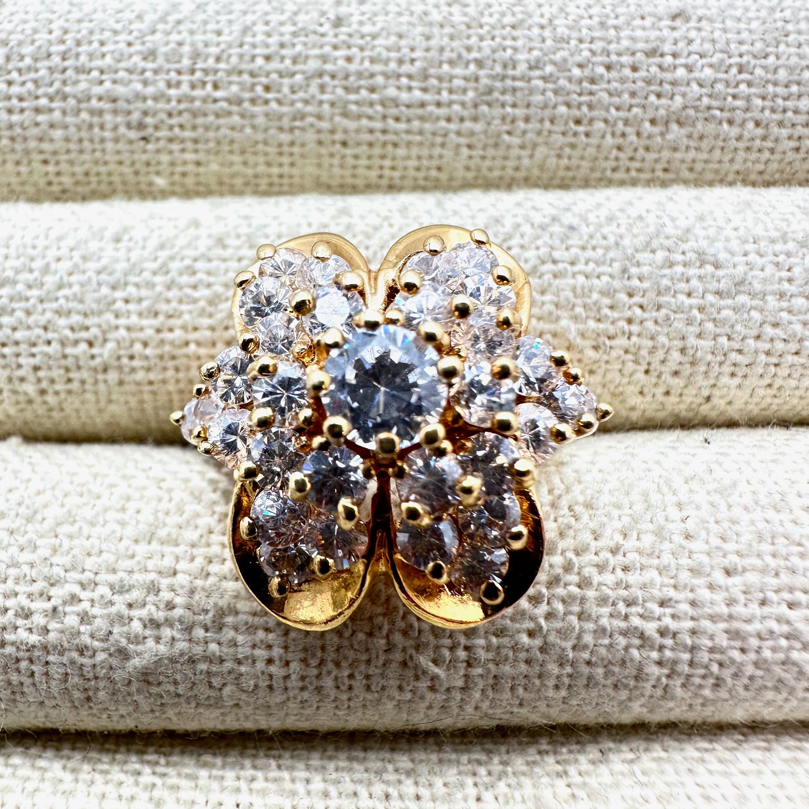CZ Cluster Ring Gold Plated Sterling Silver Size 8: CZ Cluster Ring Gold Plated Sterling Silver Size 8