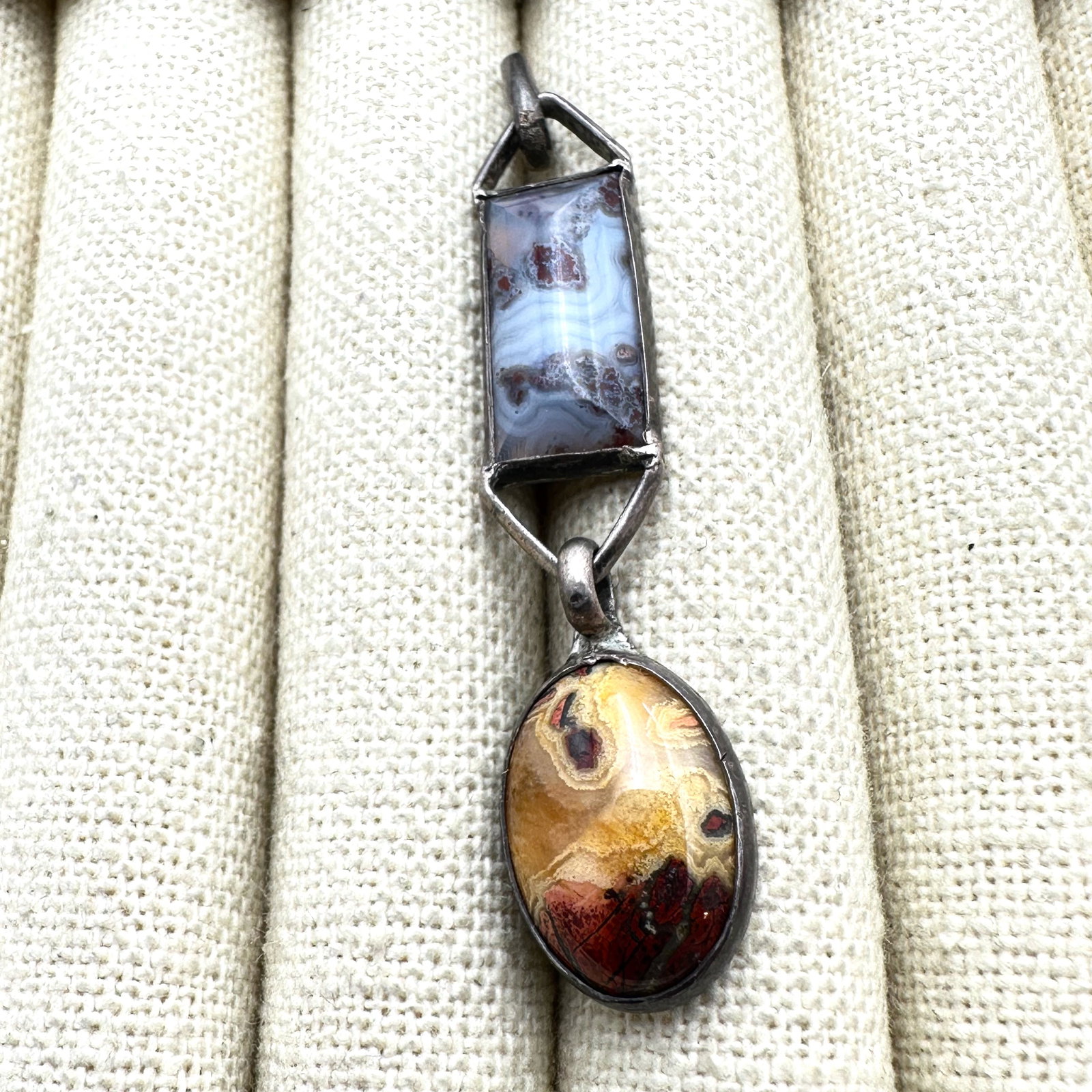 Multi Gemstone Sterling Silver Pendant 2 Inch Length (1 of 2)